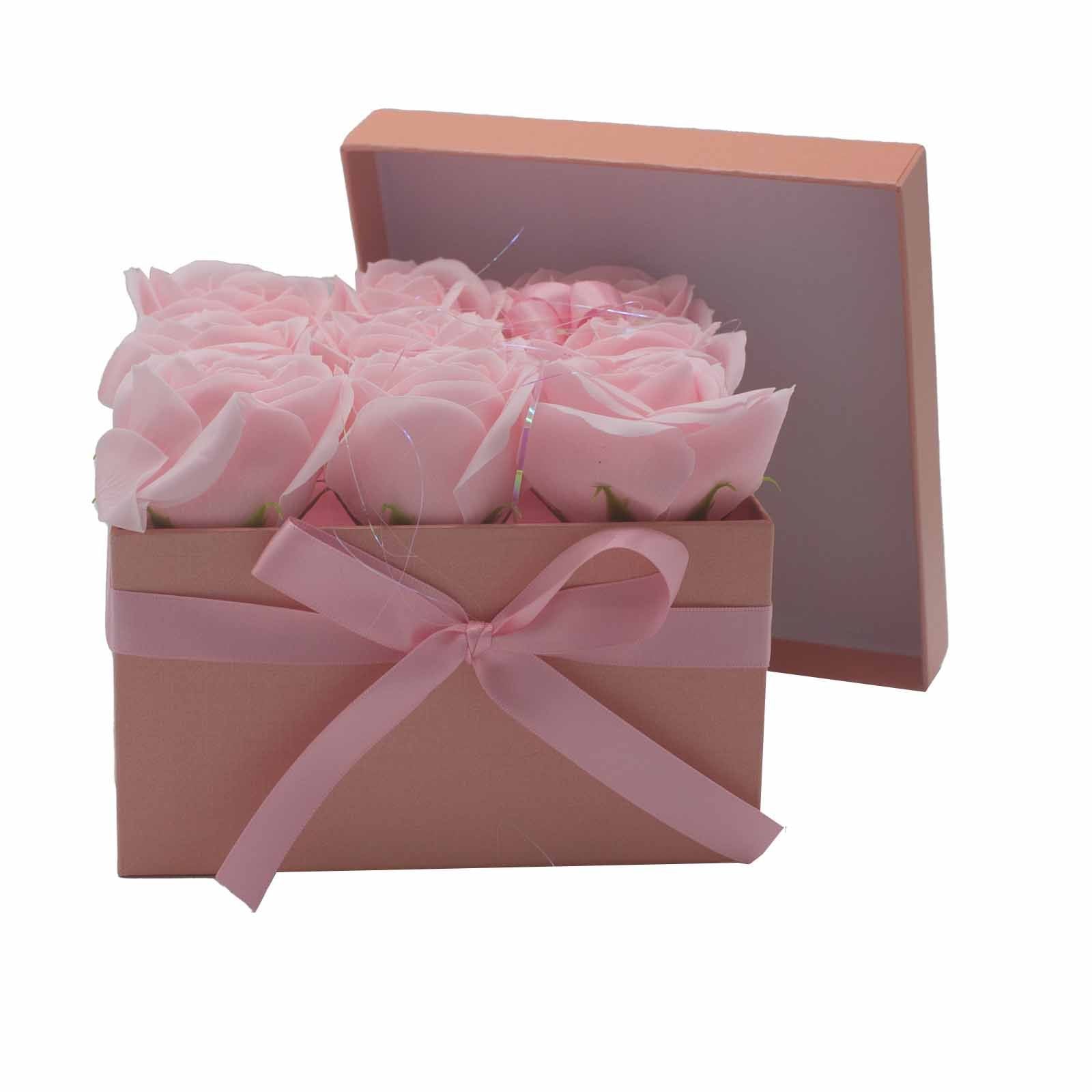 Flower Square Box - Pink Roses