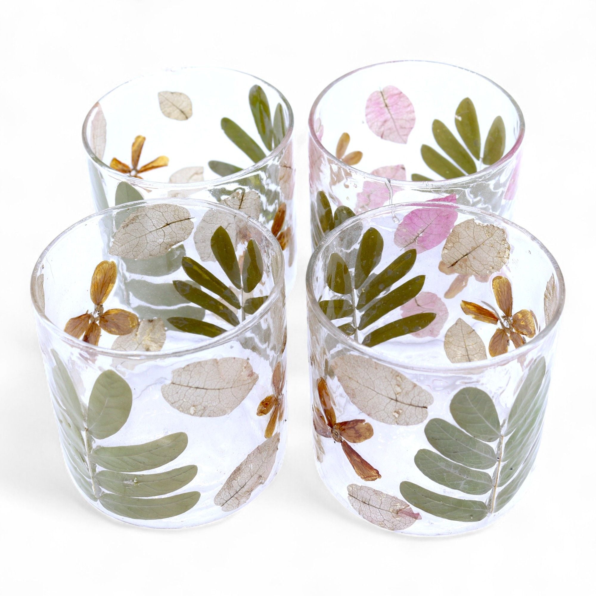 Natural Floral Glass Straight Candle Holder – Primavera