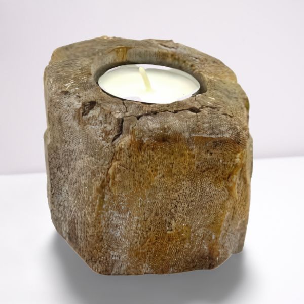 Kerzenhalter aus versteinertem Holz – einzeln, niedrig