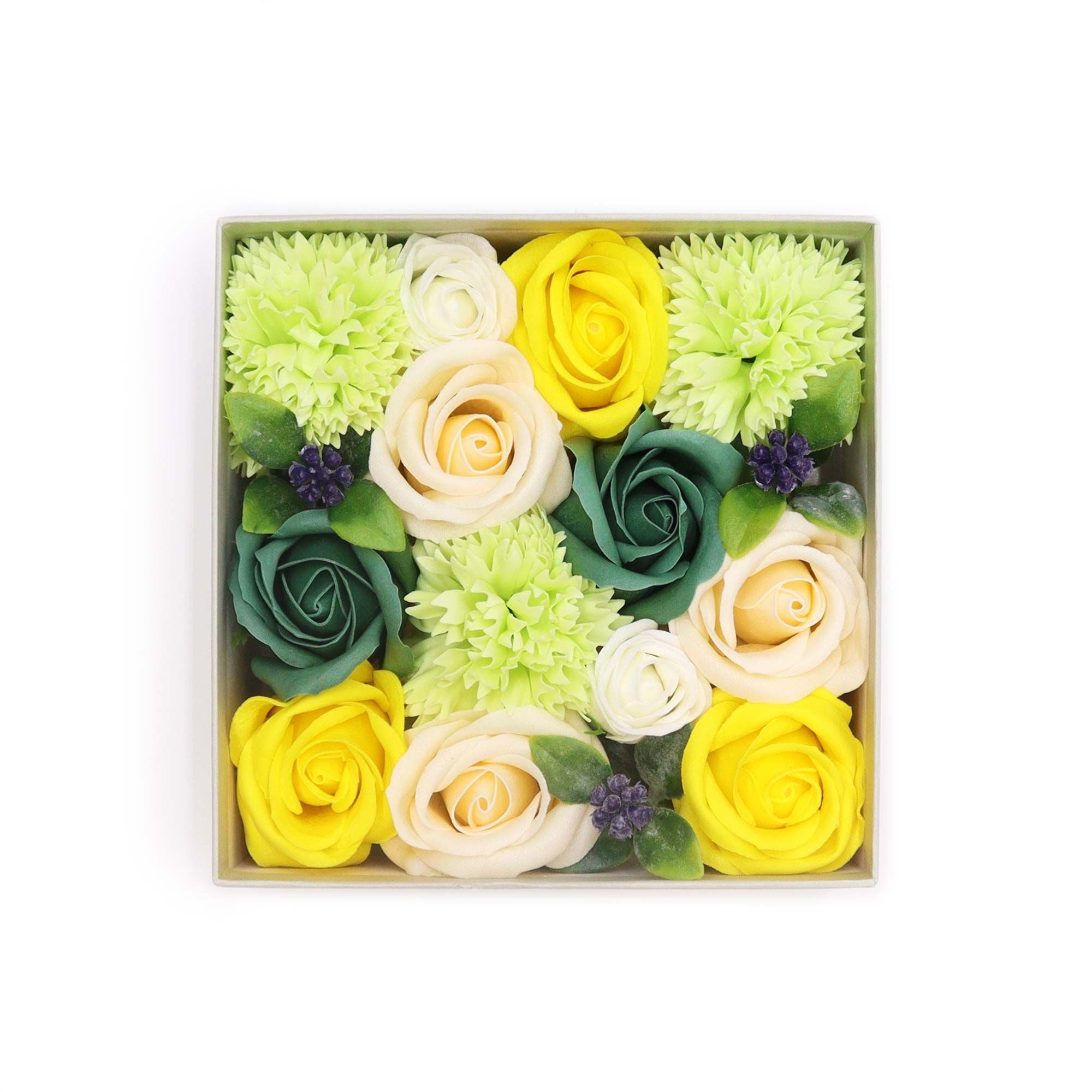 Merci Square Gift  Box - Yellow & Greens
