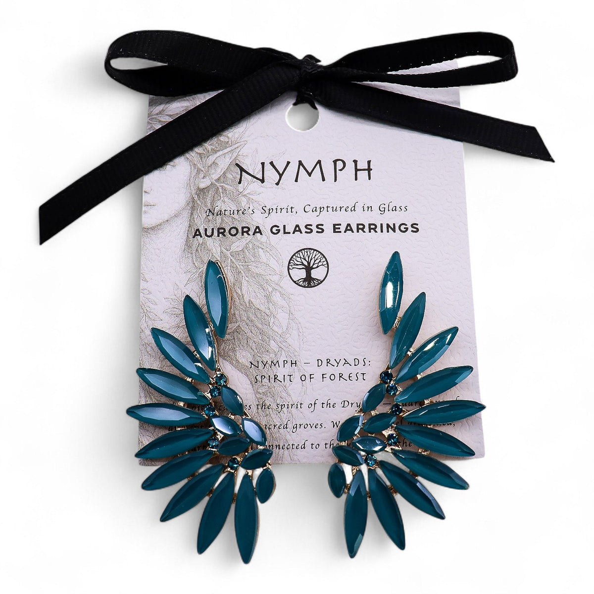 Teal Green Vintage Glass Earrings - Angel Wings