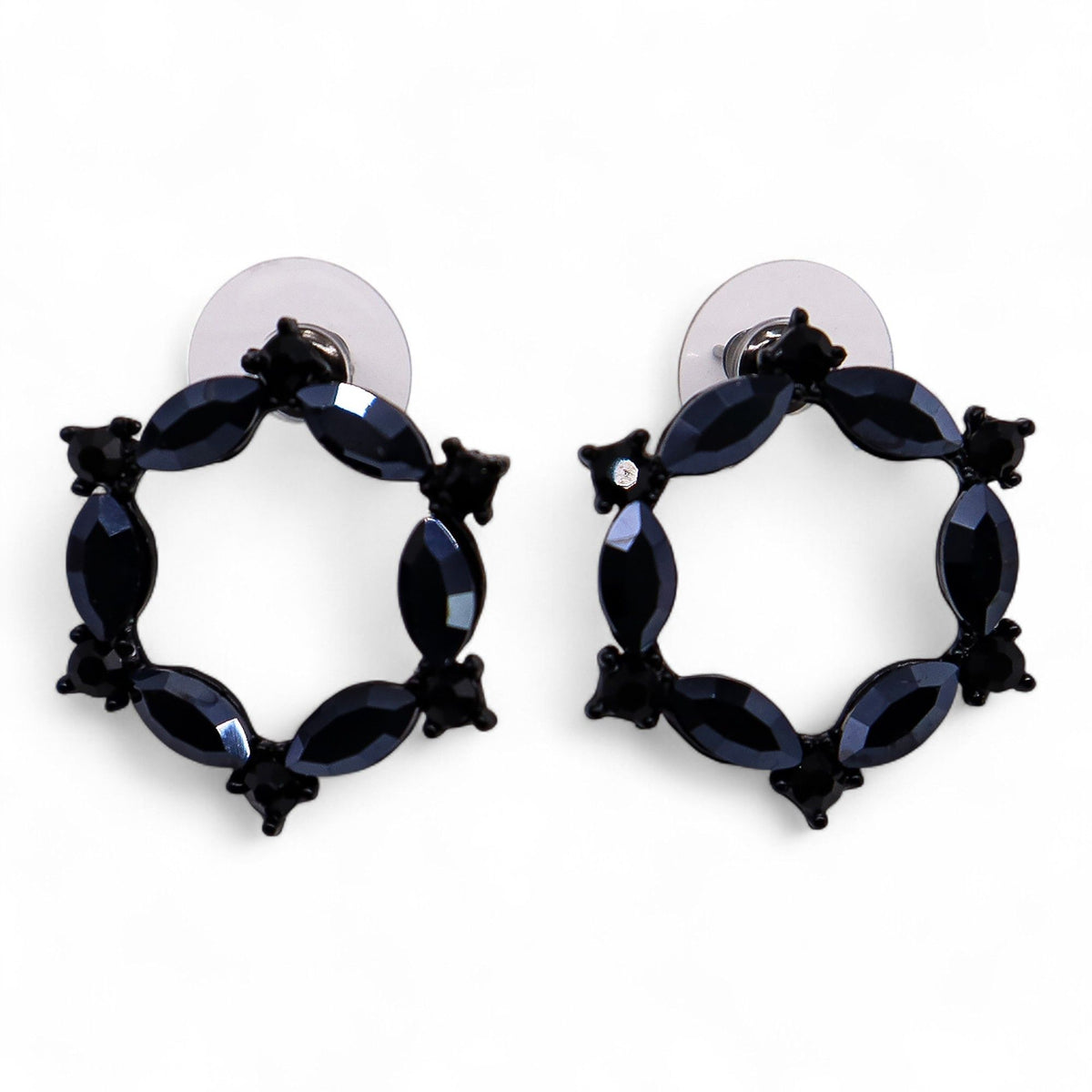 Jet Black Vintage Glass Earrings - Loop