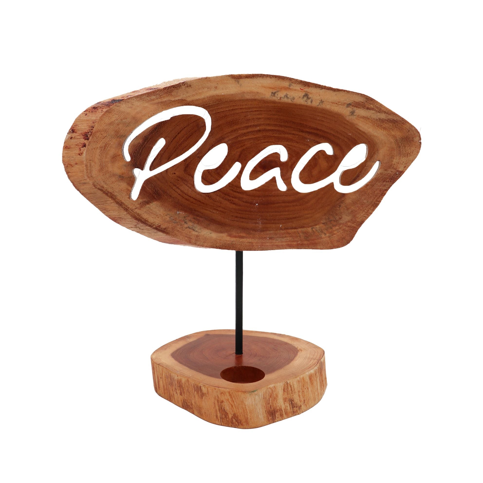 Wooden Candle Holder Sign – Peace