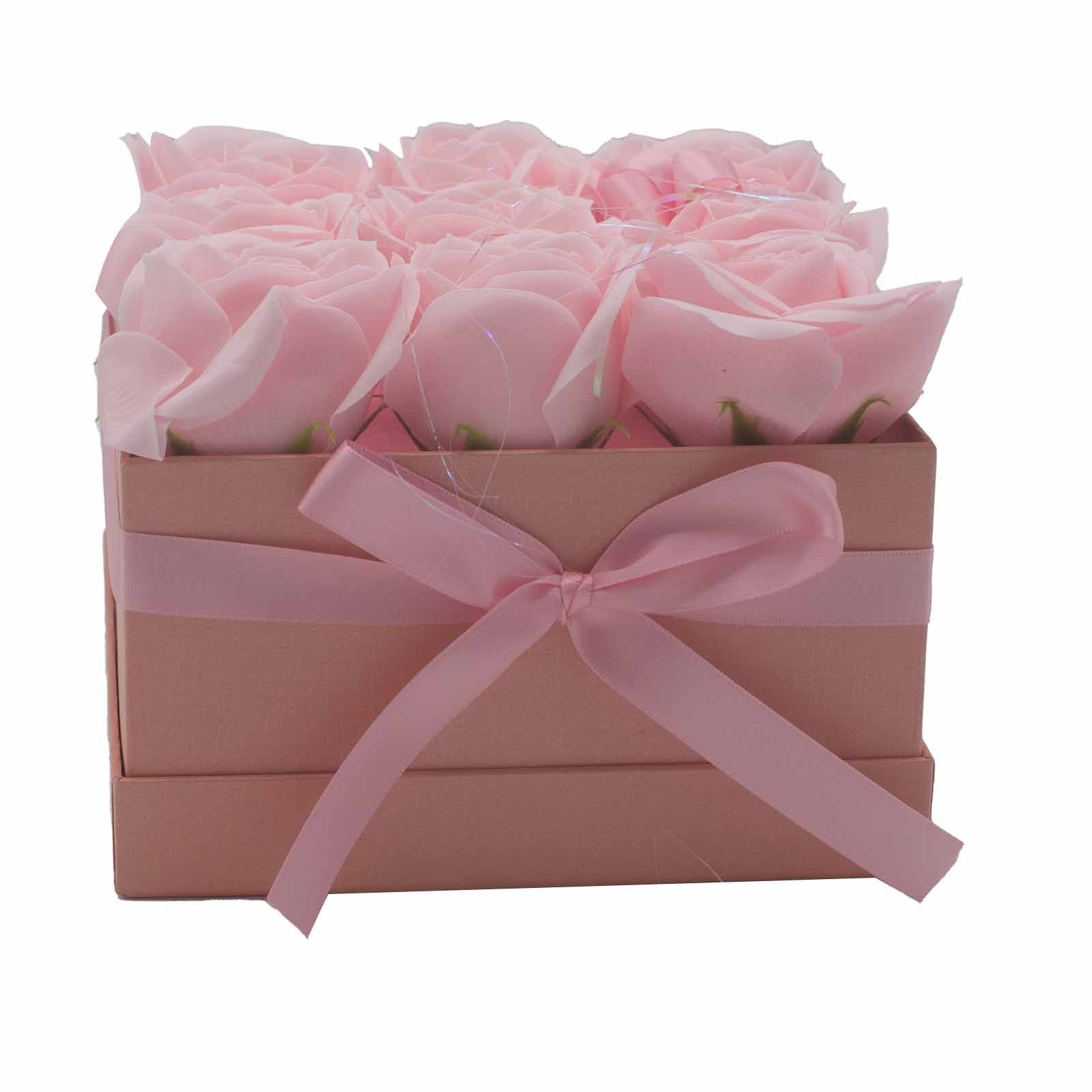 Flower Square Box - Pink Roses