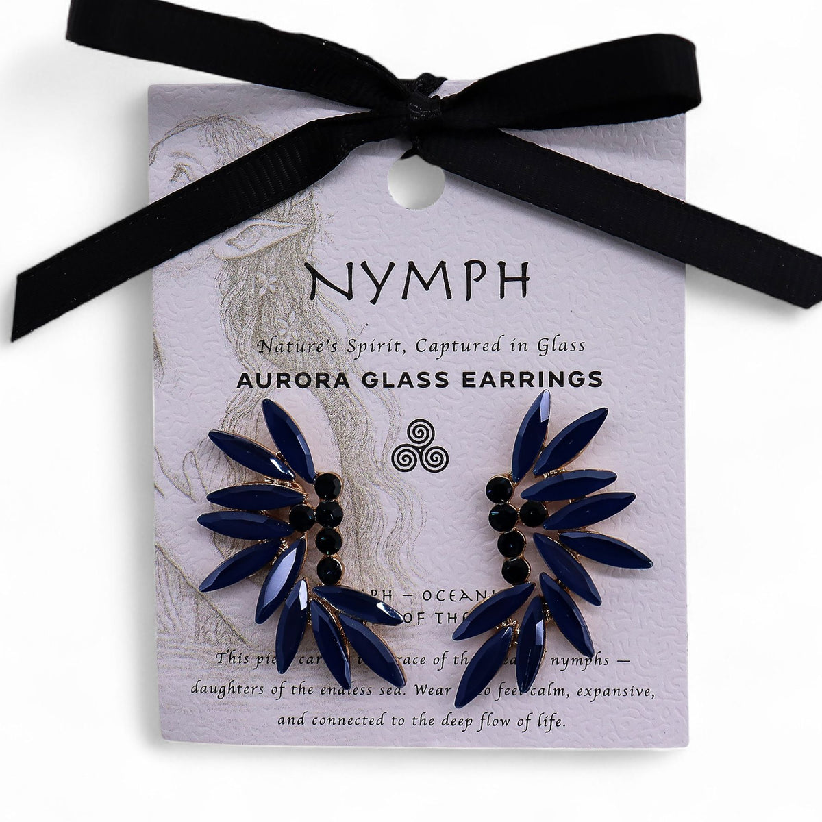 Royal Blue Vintage Glass Earrings - Fairies