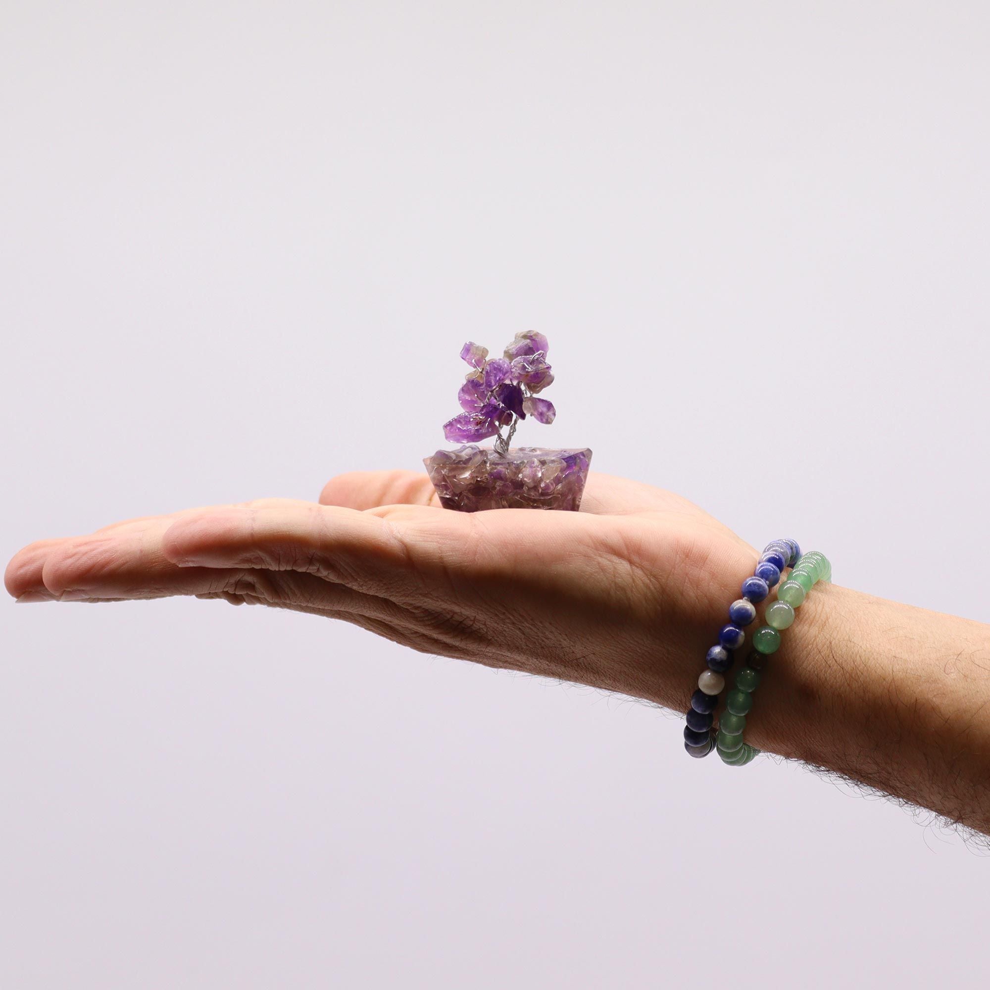 Mini Gemstone Tree on Orgonite Base (15 Stones) - Amethyst
