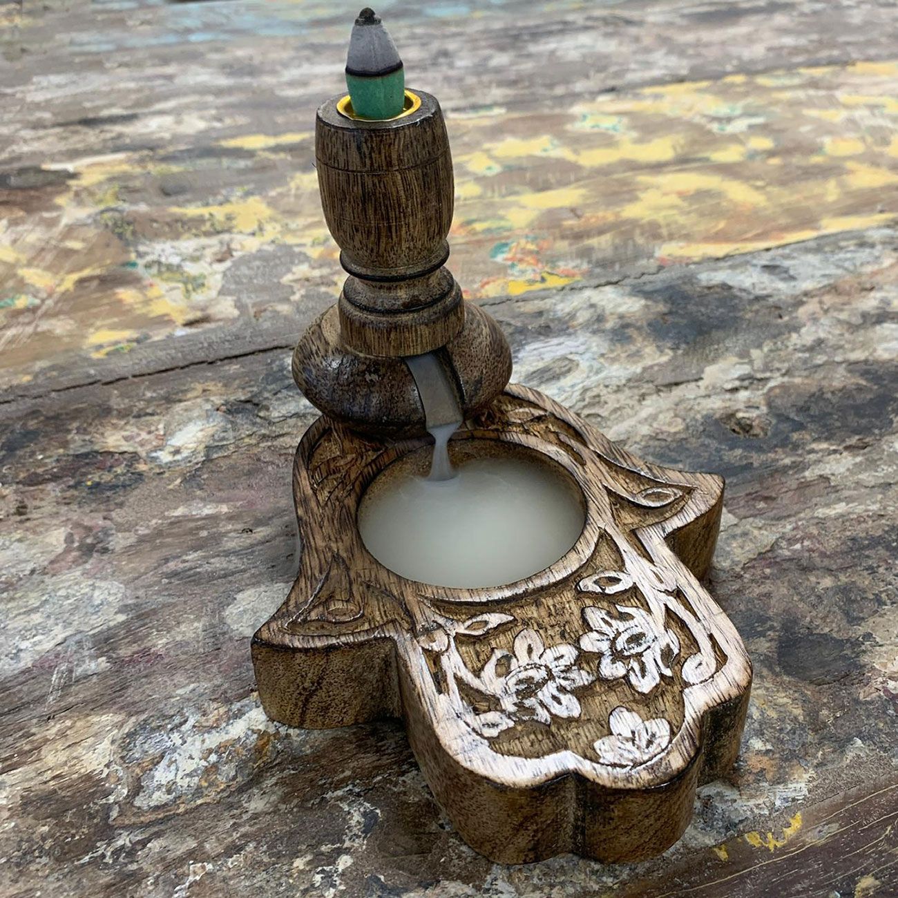 Mango-Holz-Räucherkegel-Brenner klein – Hamsa