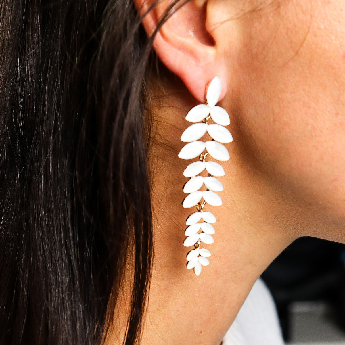 Pearl Vintage Glass Earrings - Long Drop
