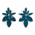 Teal Green Vintage Glass Earrings - Flowers