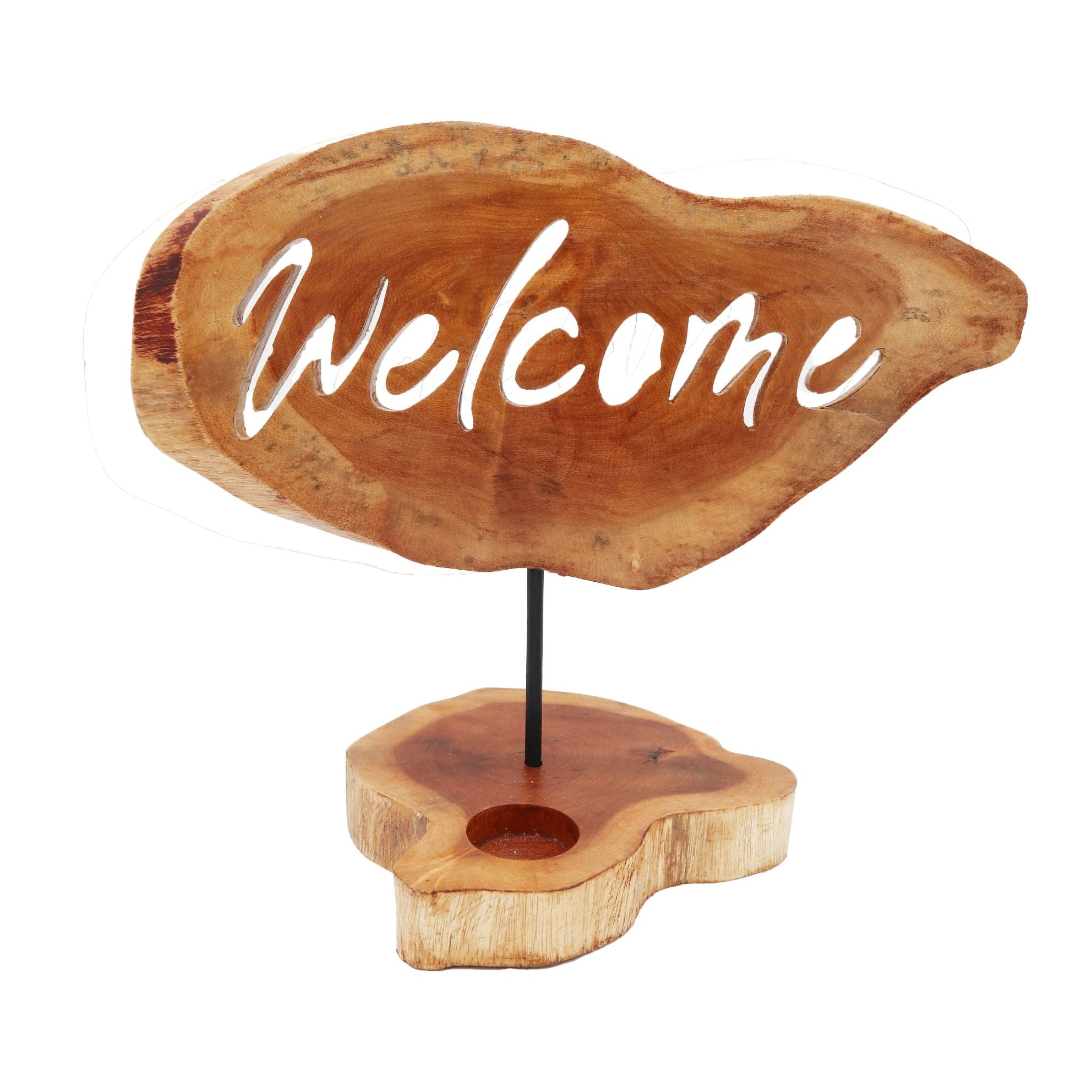 Wooden Candle Holder Sign - Welcome