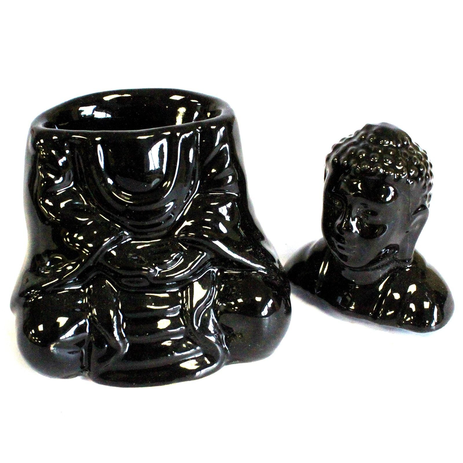 Sitzender Buddha Ölbrenner - Schwarz