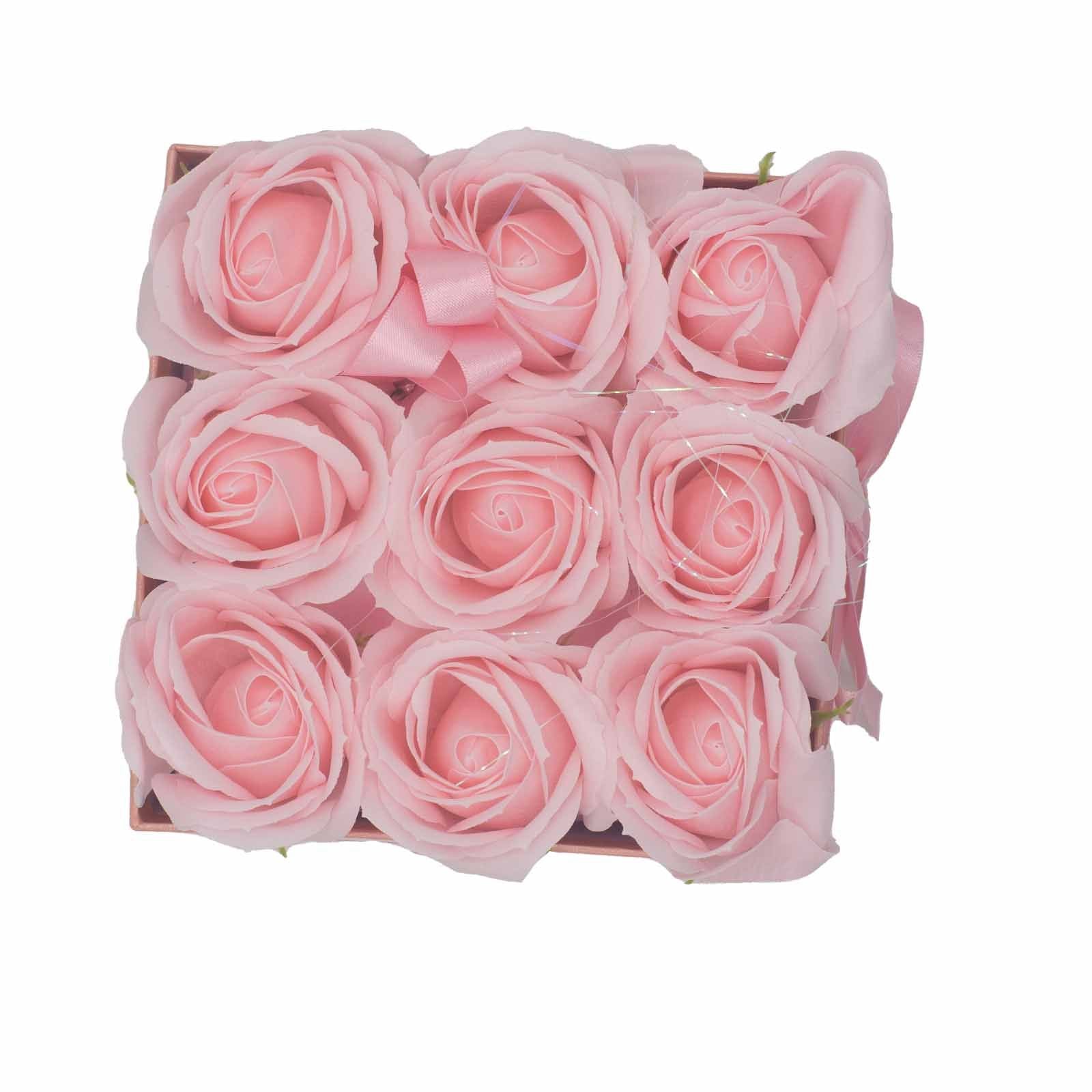 Flower Square Box - Pink Roses