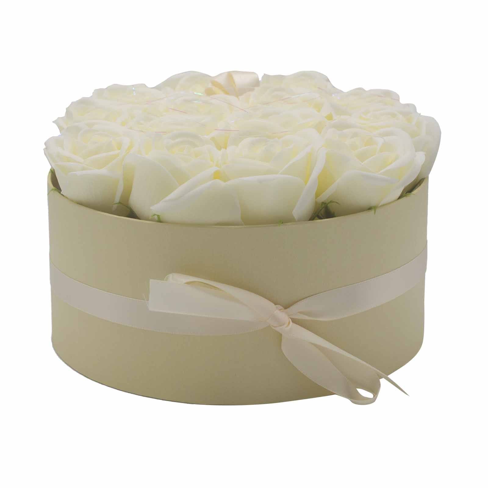 Flower Round Box - Cream Roses