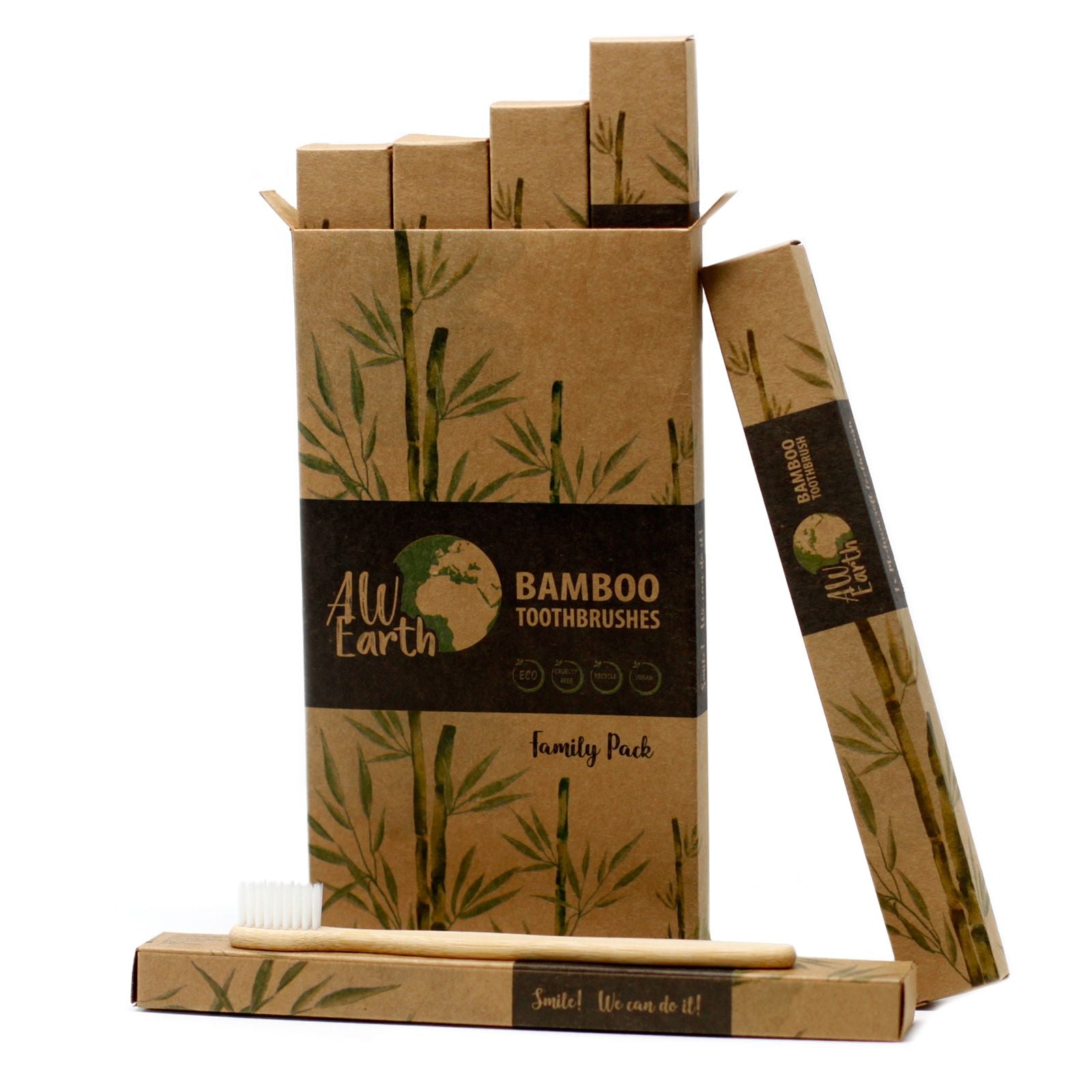 Bamboo Toothbrush Family Pack  (2xAdult and 2xChildren)