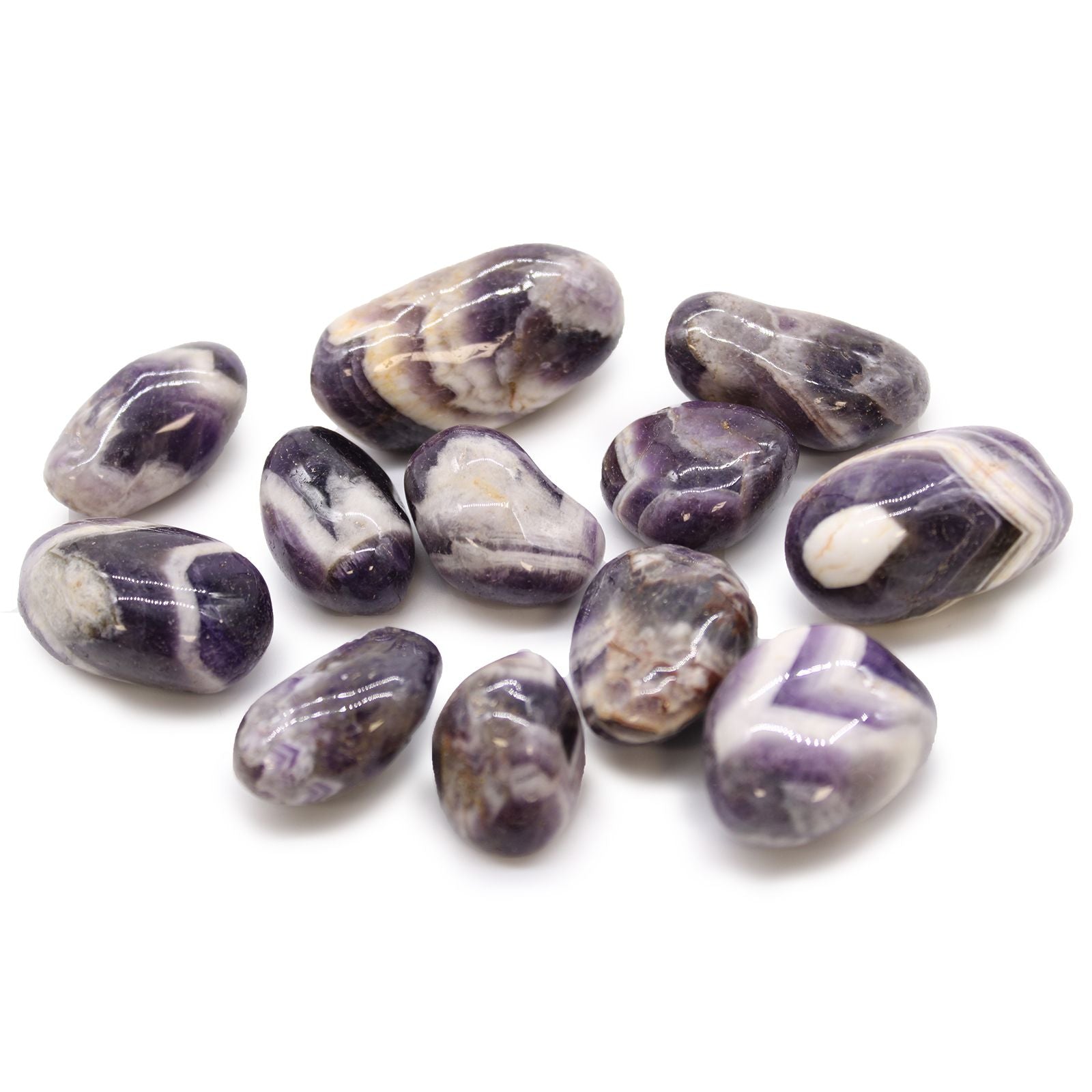African Tumble Stone x12 - Medium - Amethyst - Chevron