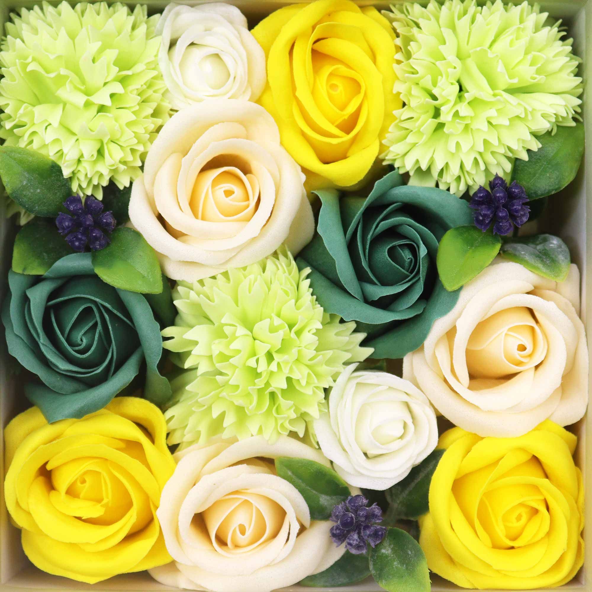 Merci Square Gift  Box - Yellow & Greens