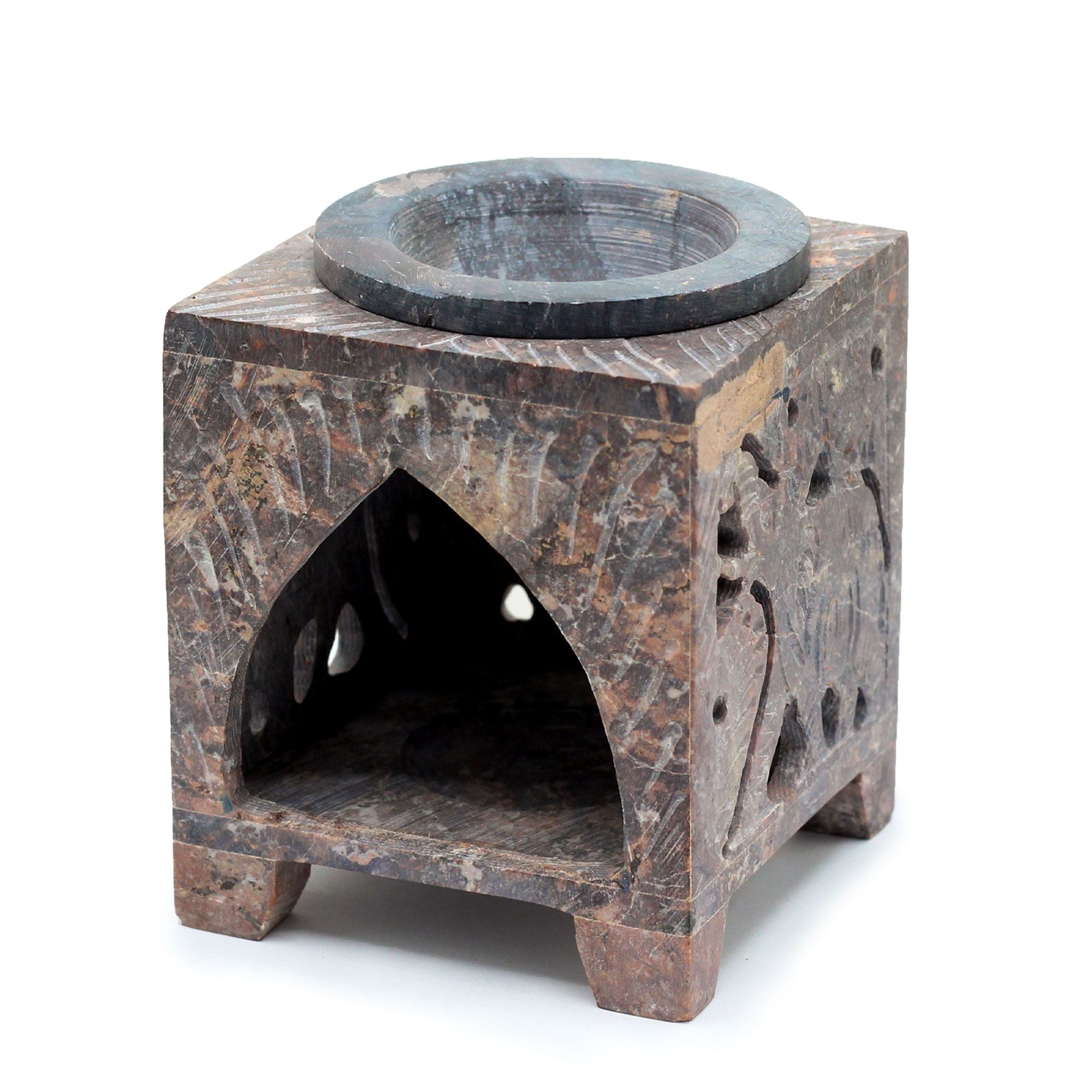 Runder Speckstein-Ölbrenner - Elefant 10x7,5cm