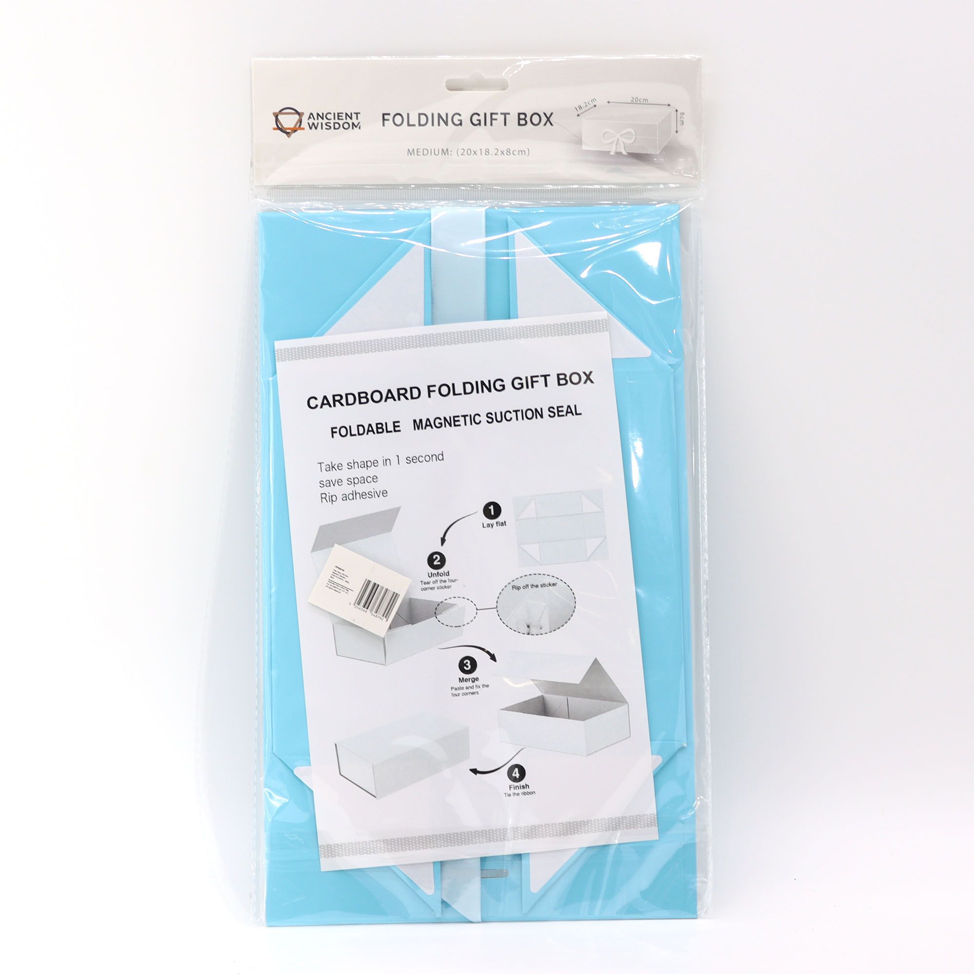 Flat Pack Gift Box - Medium Square - Baby Blue