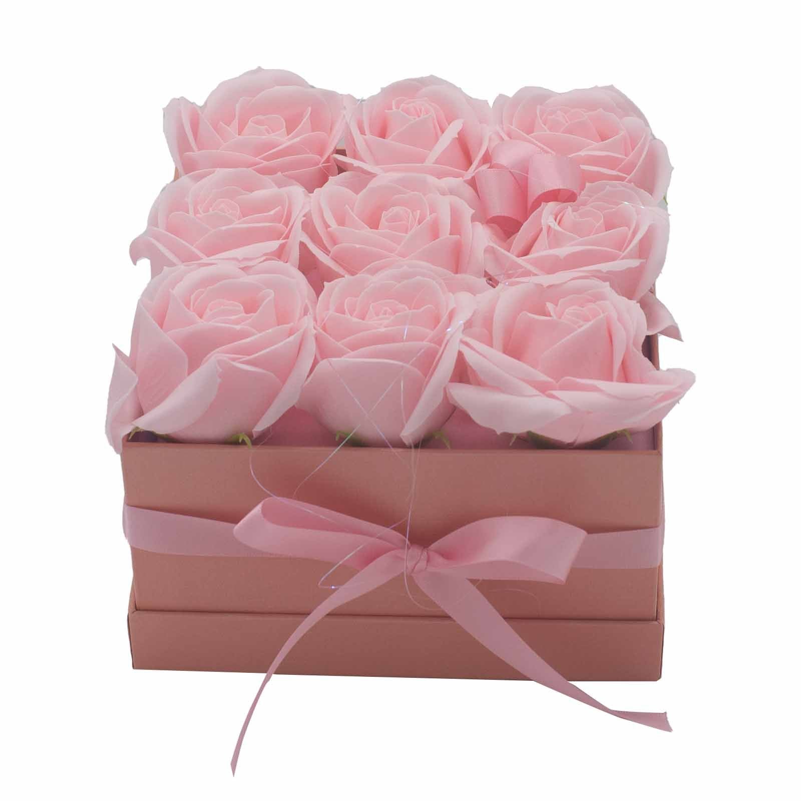 Flower Square Box - Pink Roses