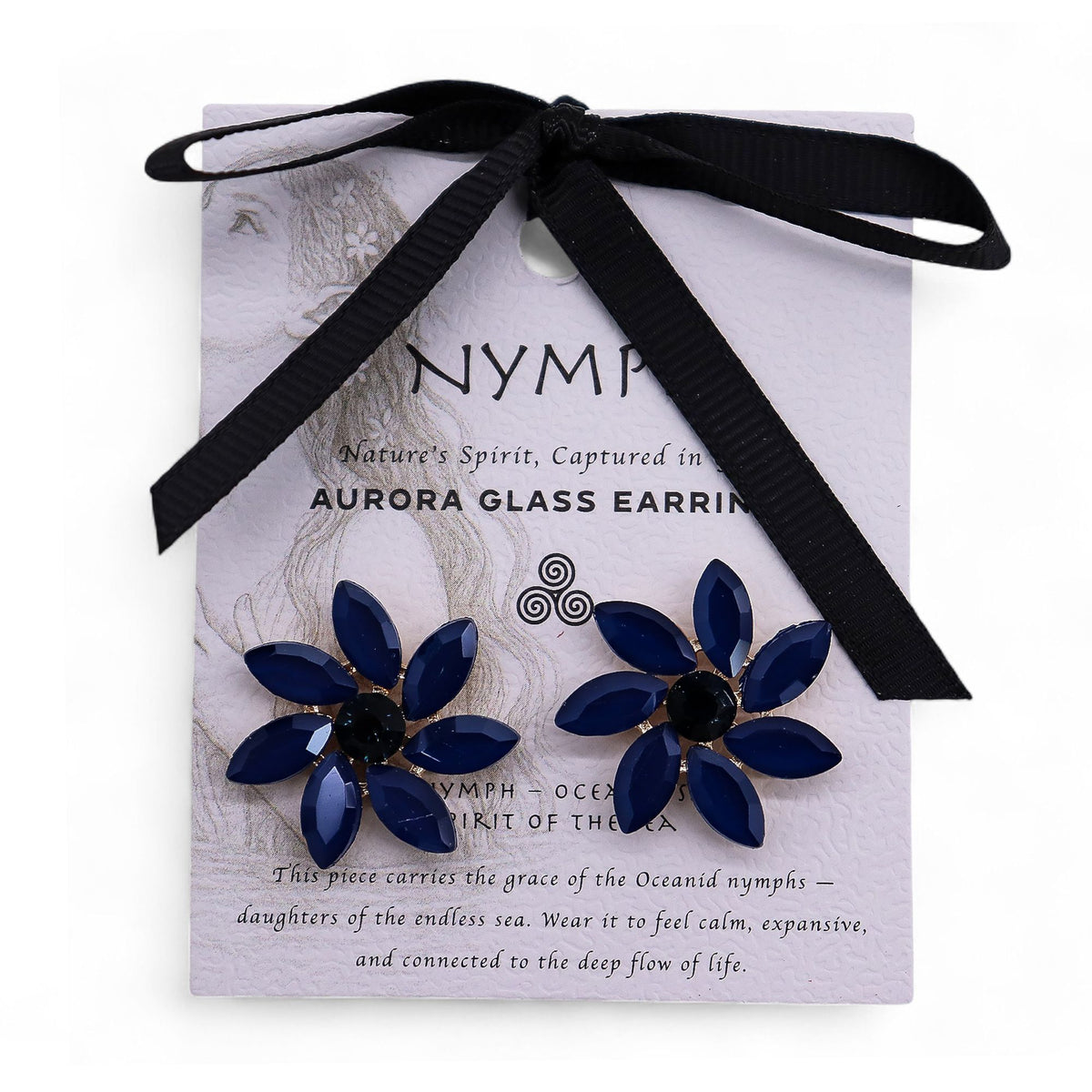 Royal Blue Vintage Glass Earrings - Flowers