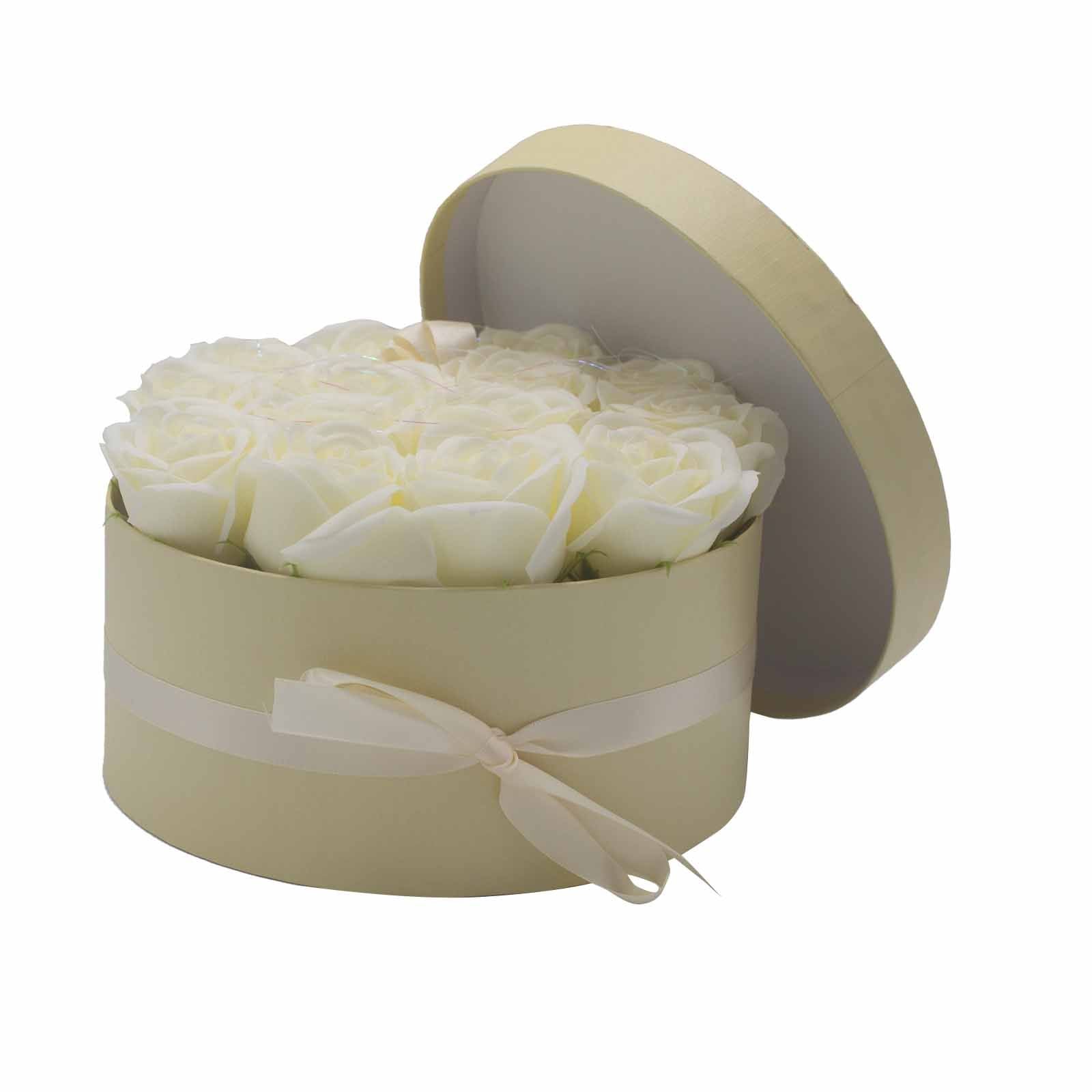 Flower Round Box - Cream Roses