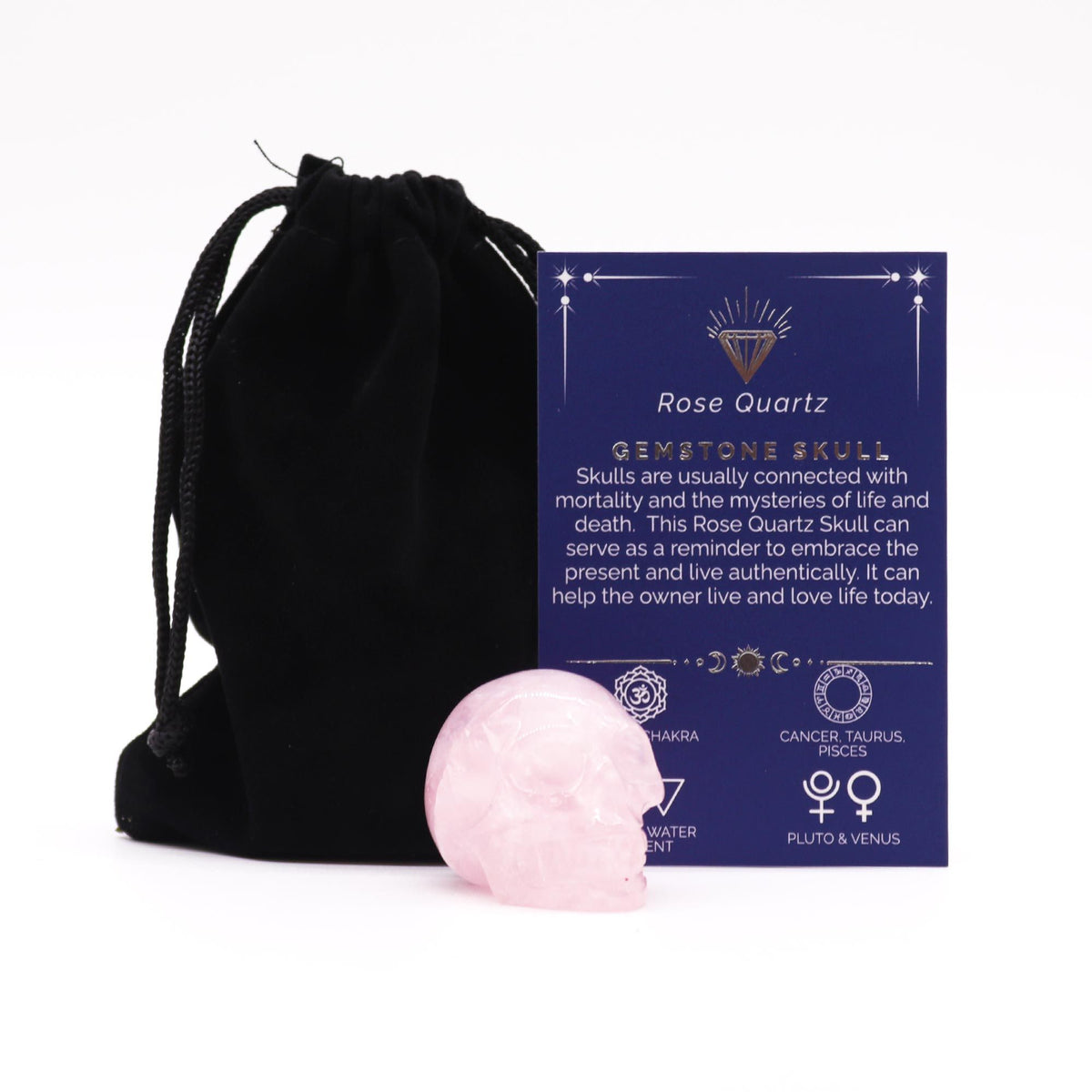 Gemstone Skull Small - Rose Quartz