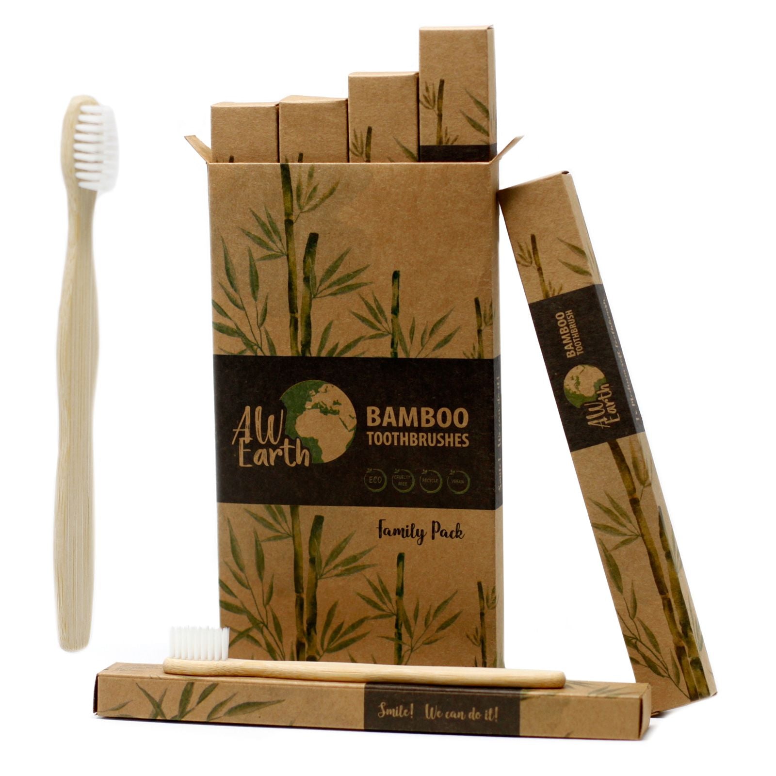 Bamboo Toothbrush Family Pack  (2xAdult and 2xChildren)