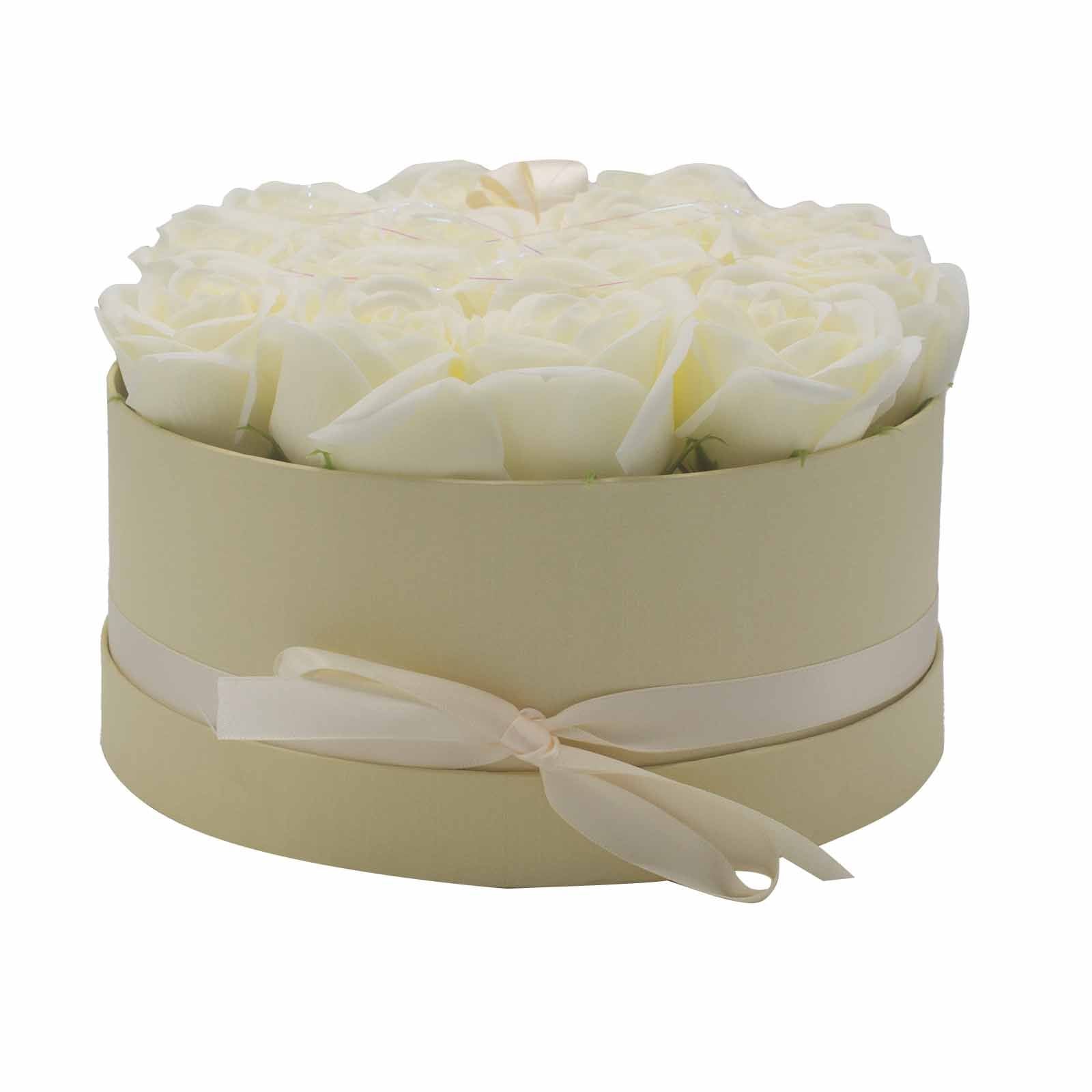 Flower Round Box - Cream Roses