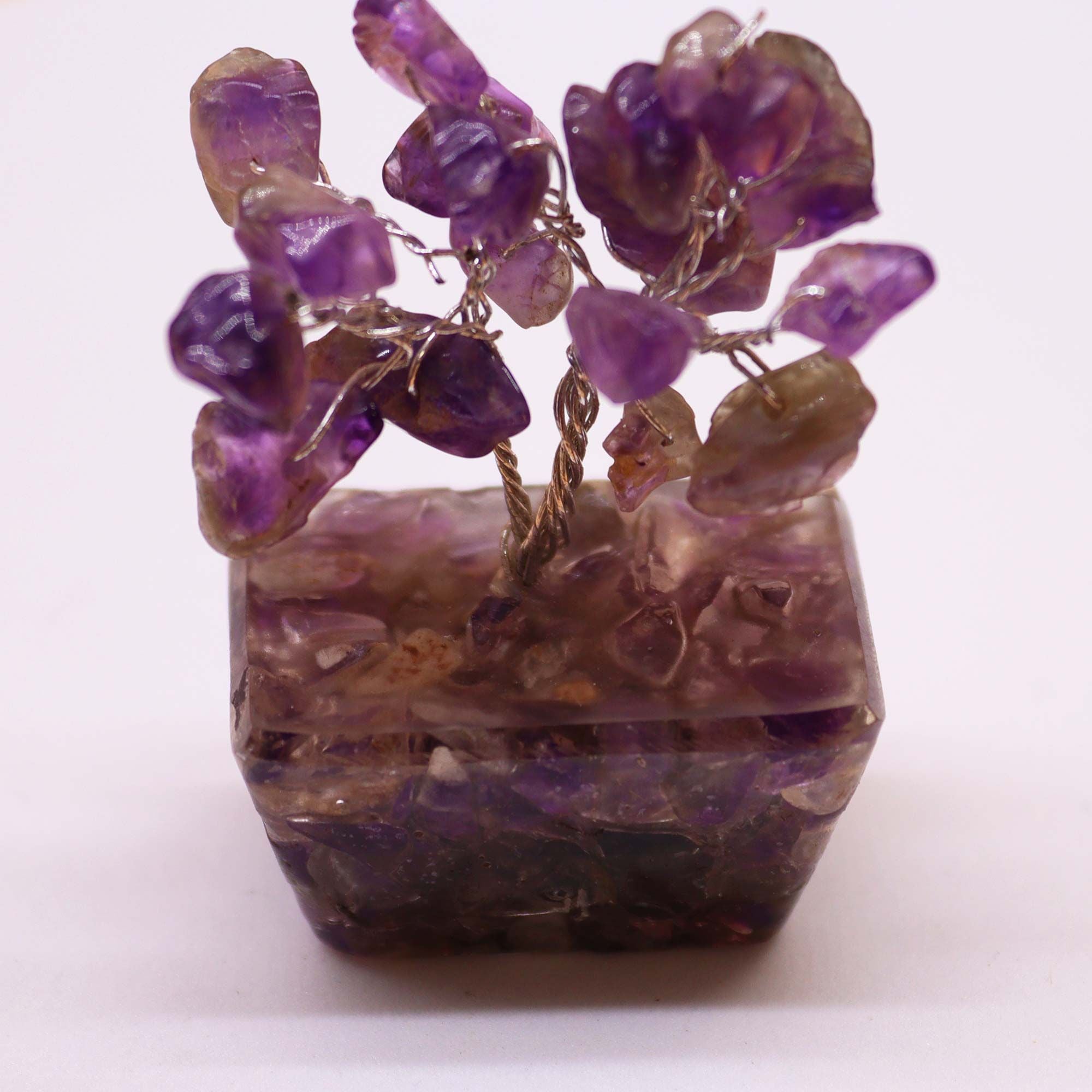 Mini Gemstone Tree on Orgonite Base (15 Stones) - Amethyst
