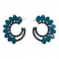 Teal Green Vintage Glass Earrings - Loop
