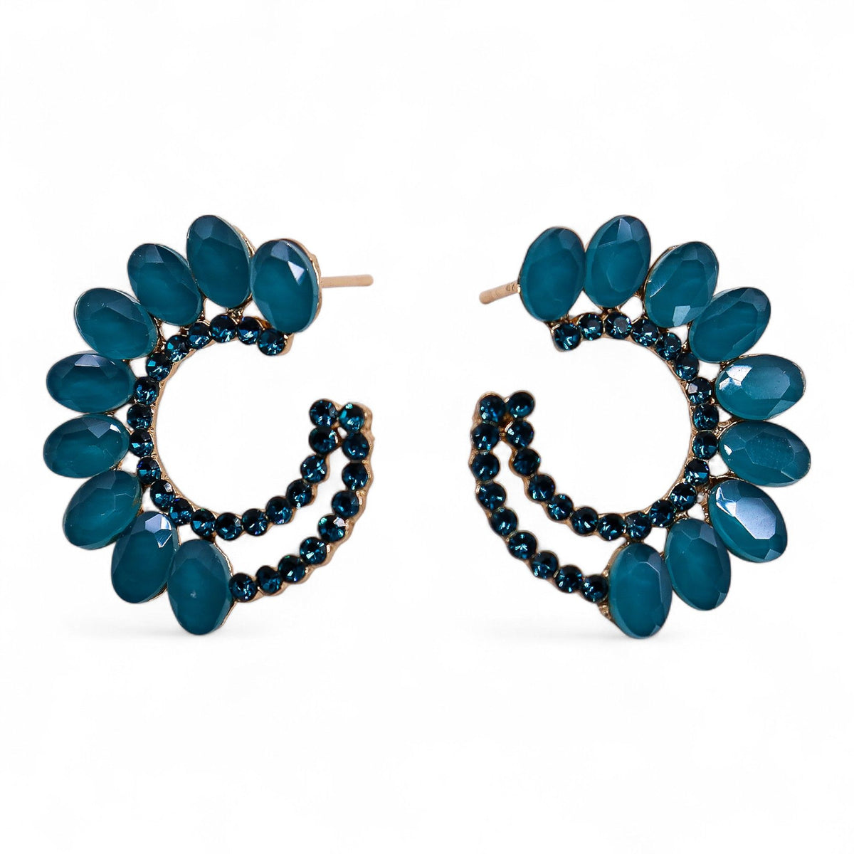 Teal Green Vintage Glass Earrings - Loop