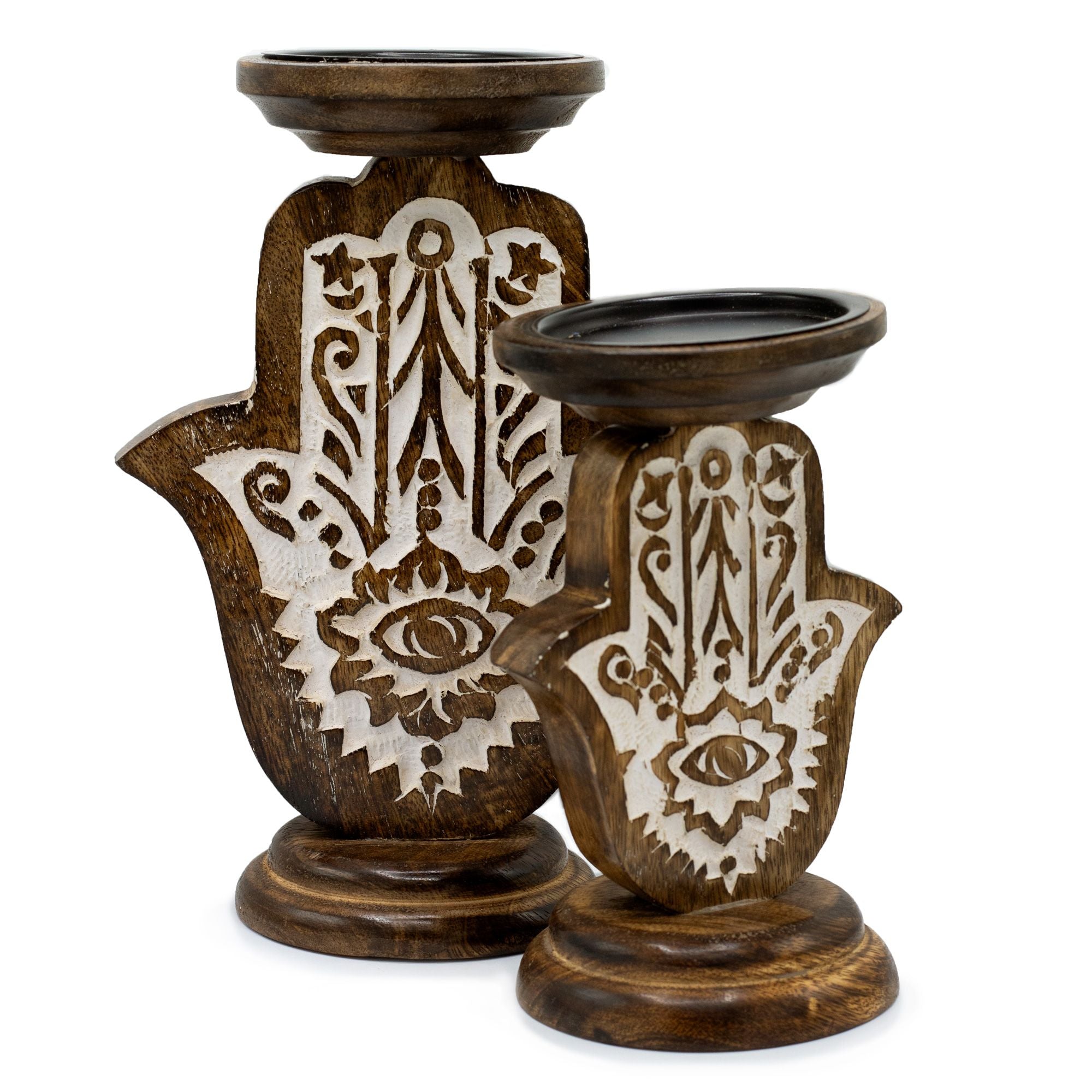 Mango Wood Candle Stand – Hamsa Small