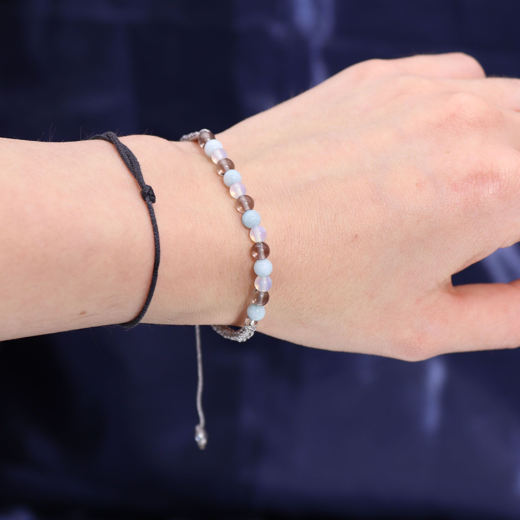 Zodiac Crystal Candle + Gemstone Bracelet - Cancer
