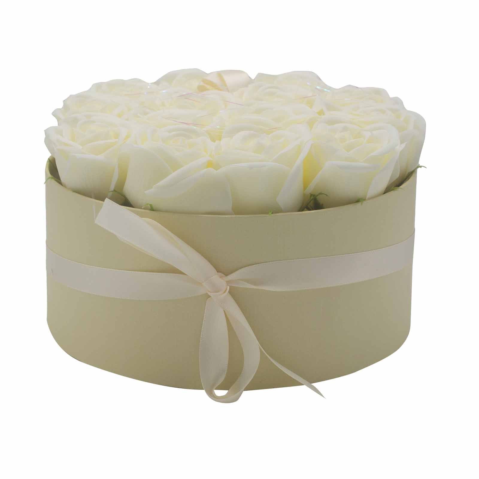 Flower Round Box - Cream Roses