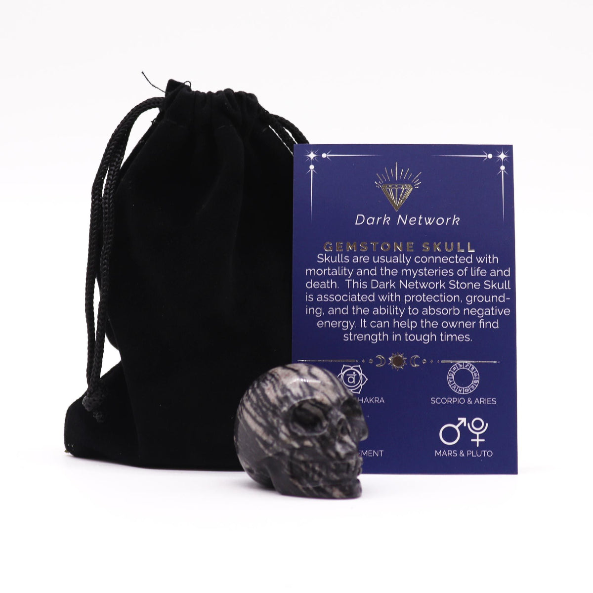 Gemstone Skull Small - Dark Network Stone