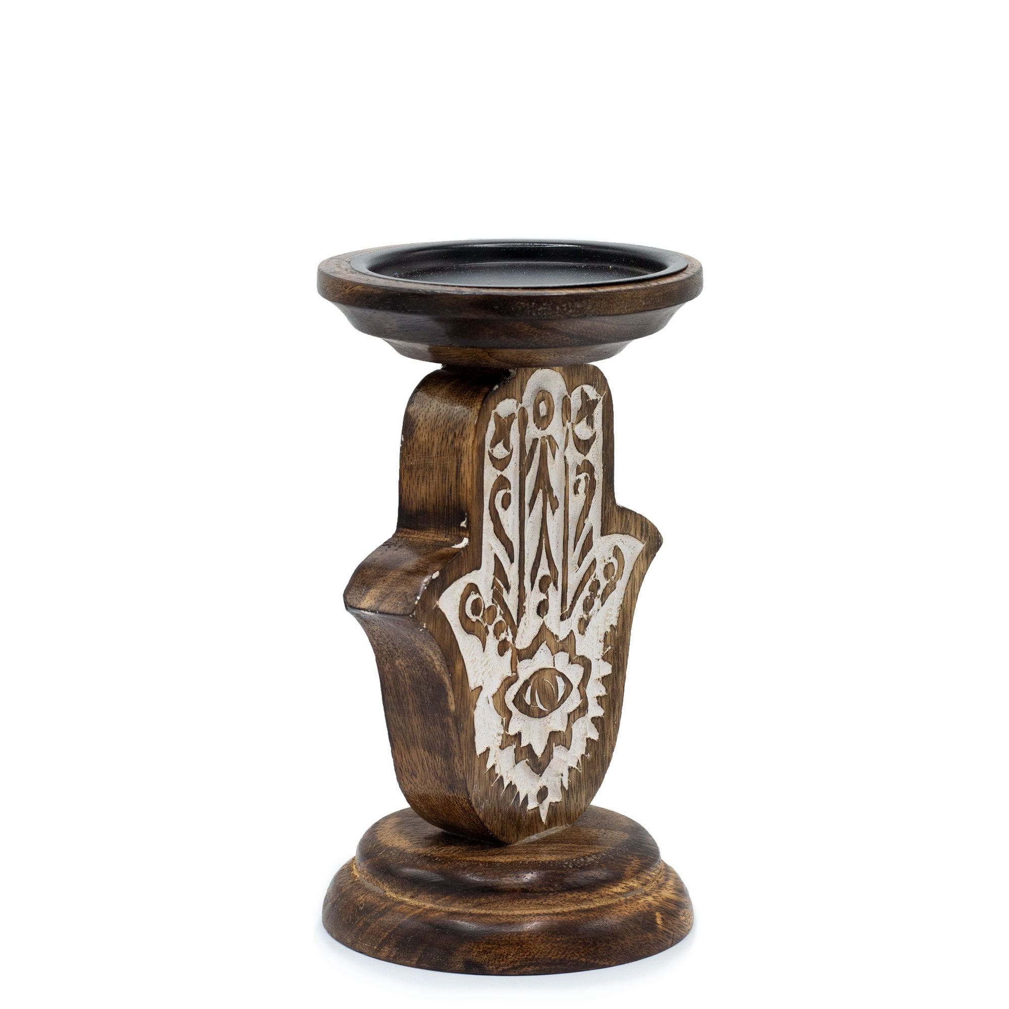 Mango Wood Candle Stand – Hamsa Small