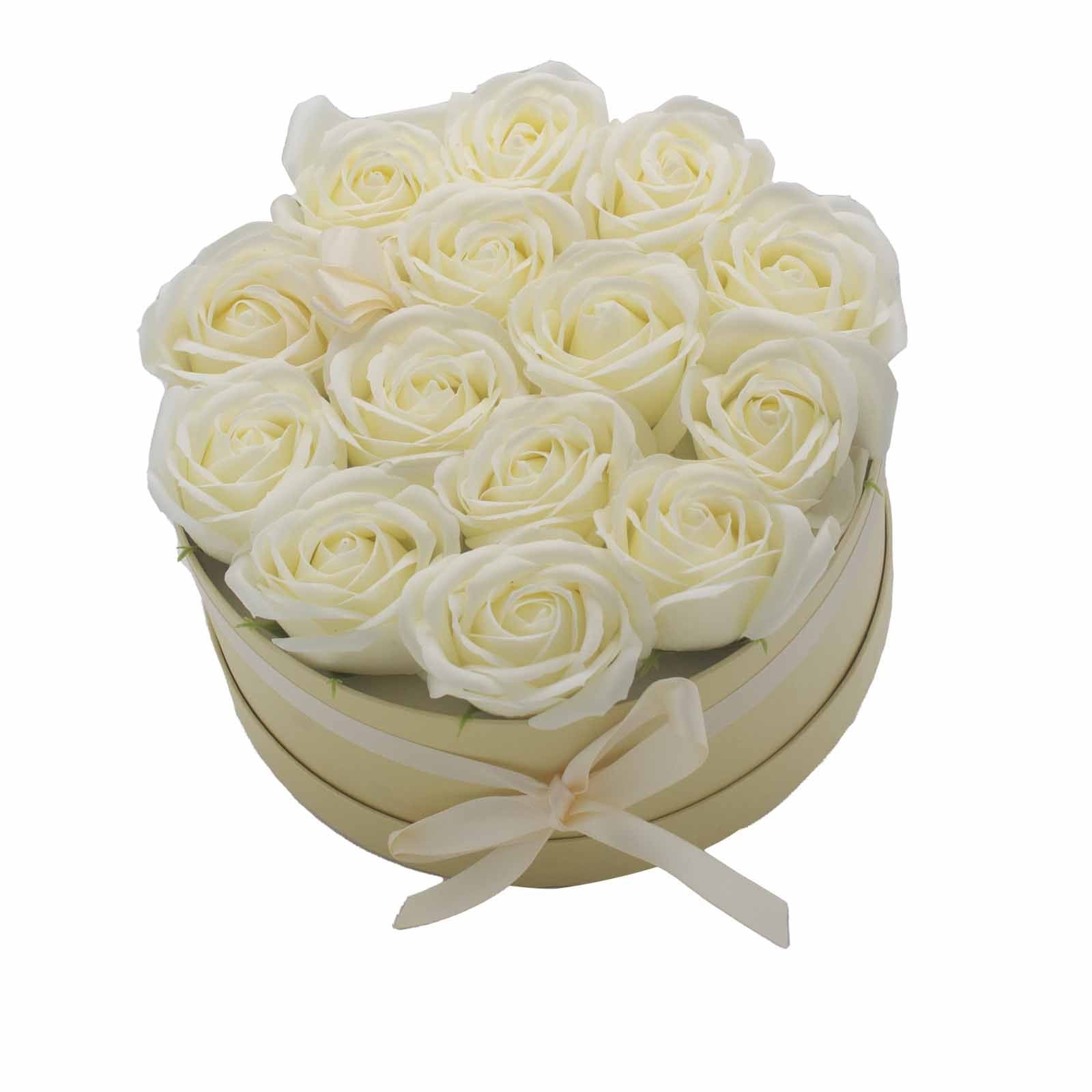 Flower Round Box - Cream Roses