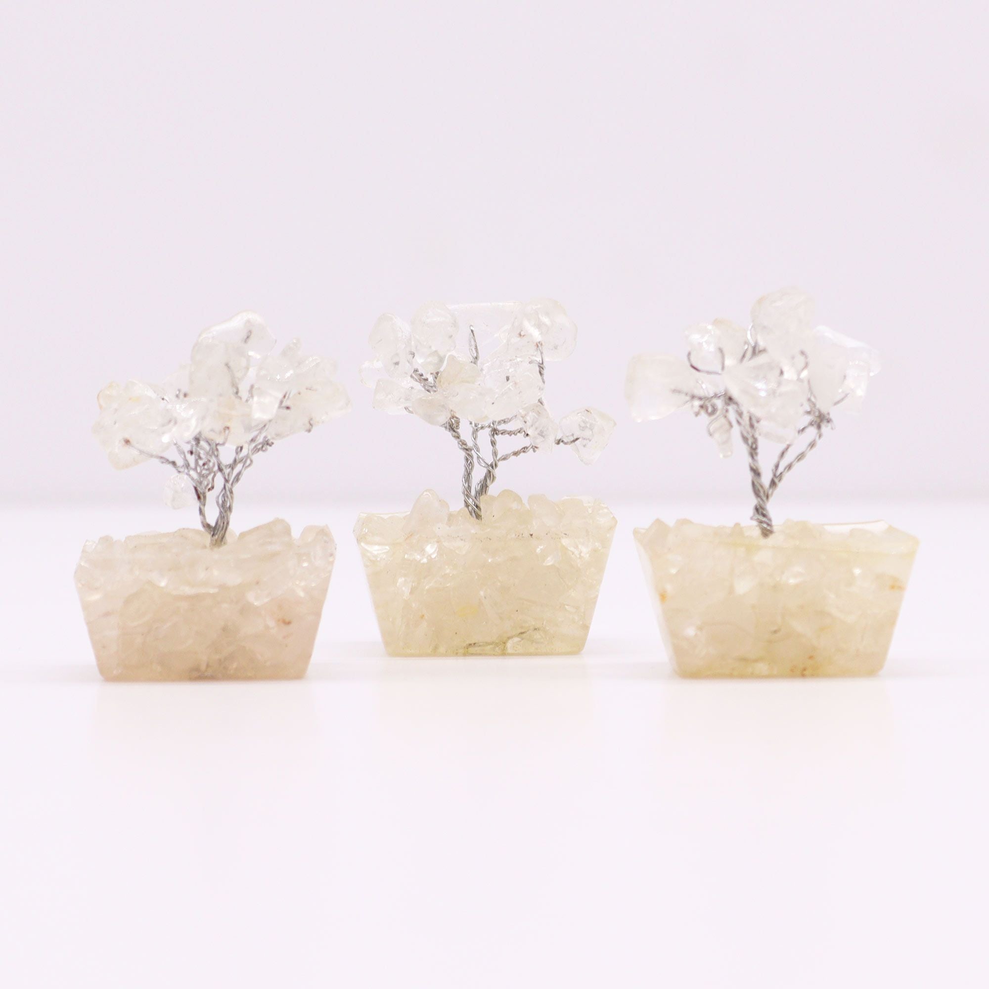 Mini Gemstone Tree on Orgonite Base (15 Stones) - Rock Quartz