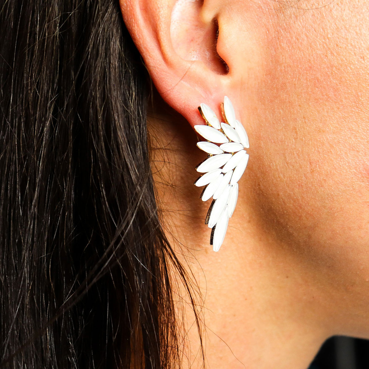 Pearl Vintage Glass Earrings - Angel Wings