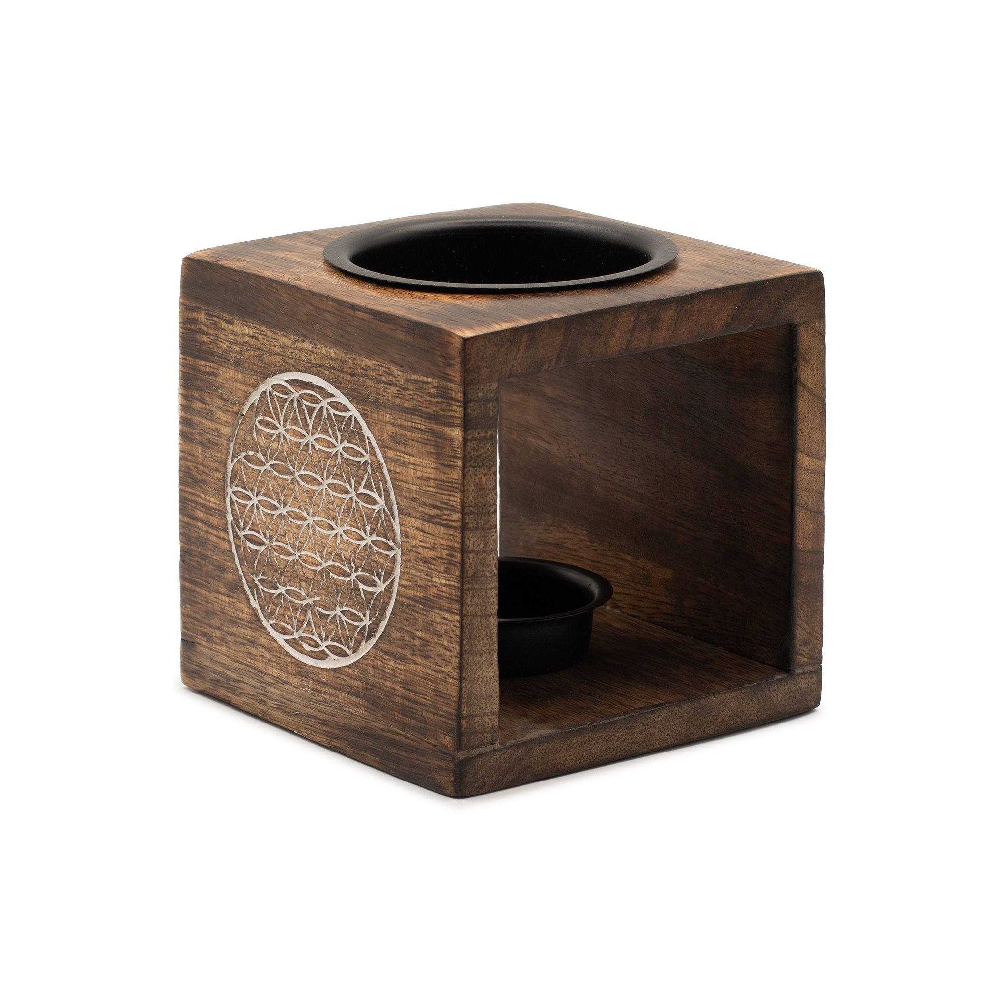 Mango Wood Oil Burner - Flower of Life