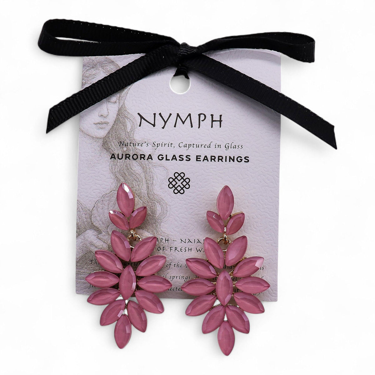 Soft Pink Vintage Glass Earrings - Long Drop