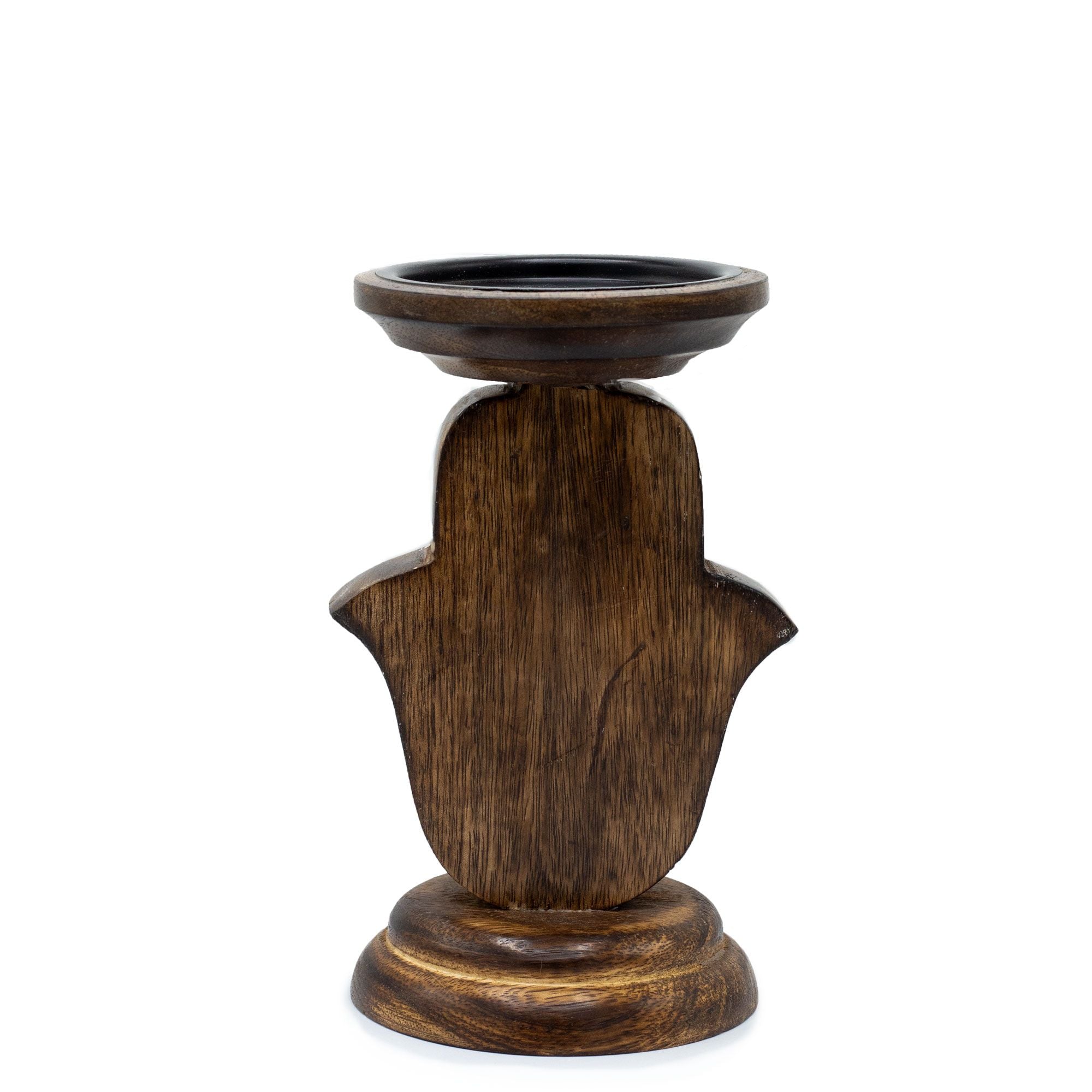 Mango Wood Candle Stand – Hamsa Small