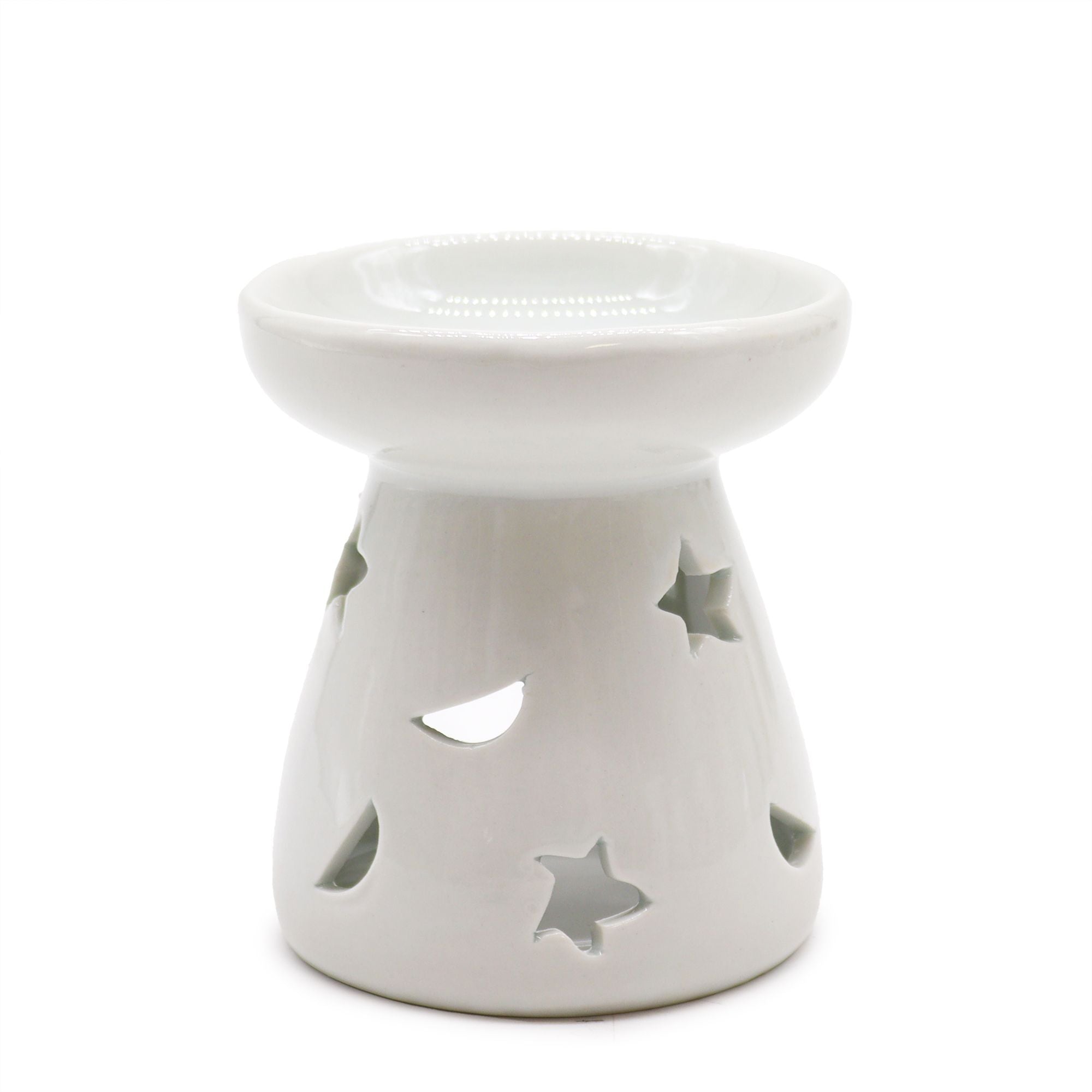 Classic White Oil Burner Small - Moon & Star
