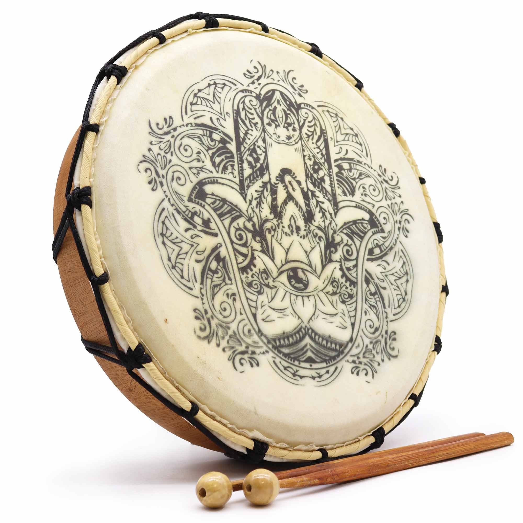 Shamanic Hamsa Drum with Two Sticks - 30cm