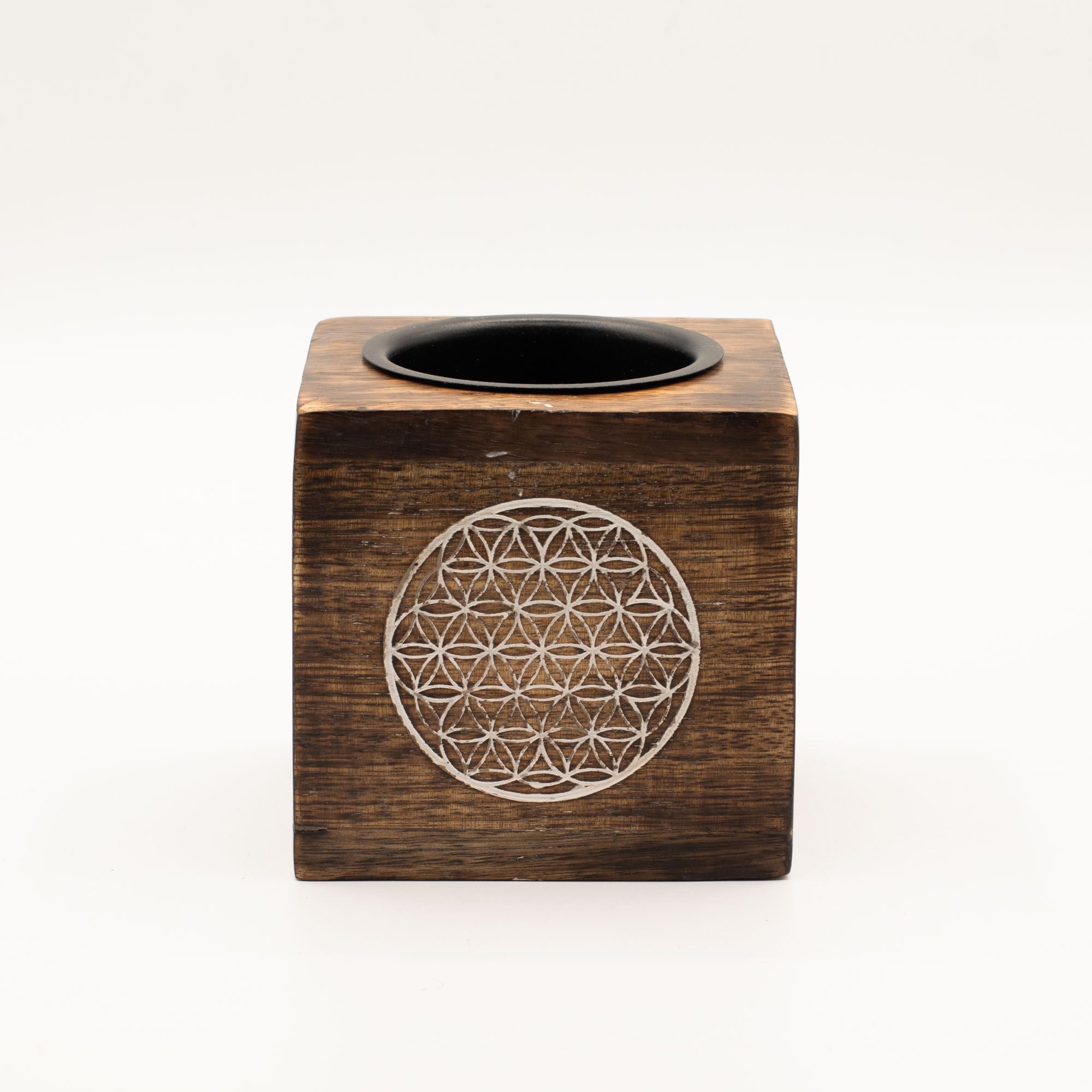 Mango Wood Oil Burner - Flower of Life