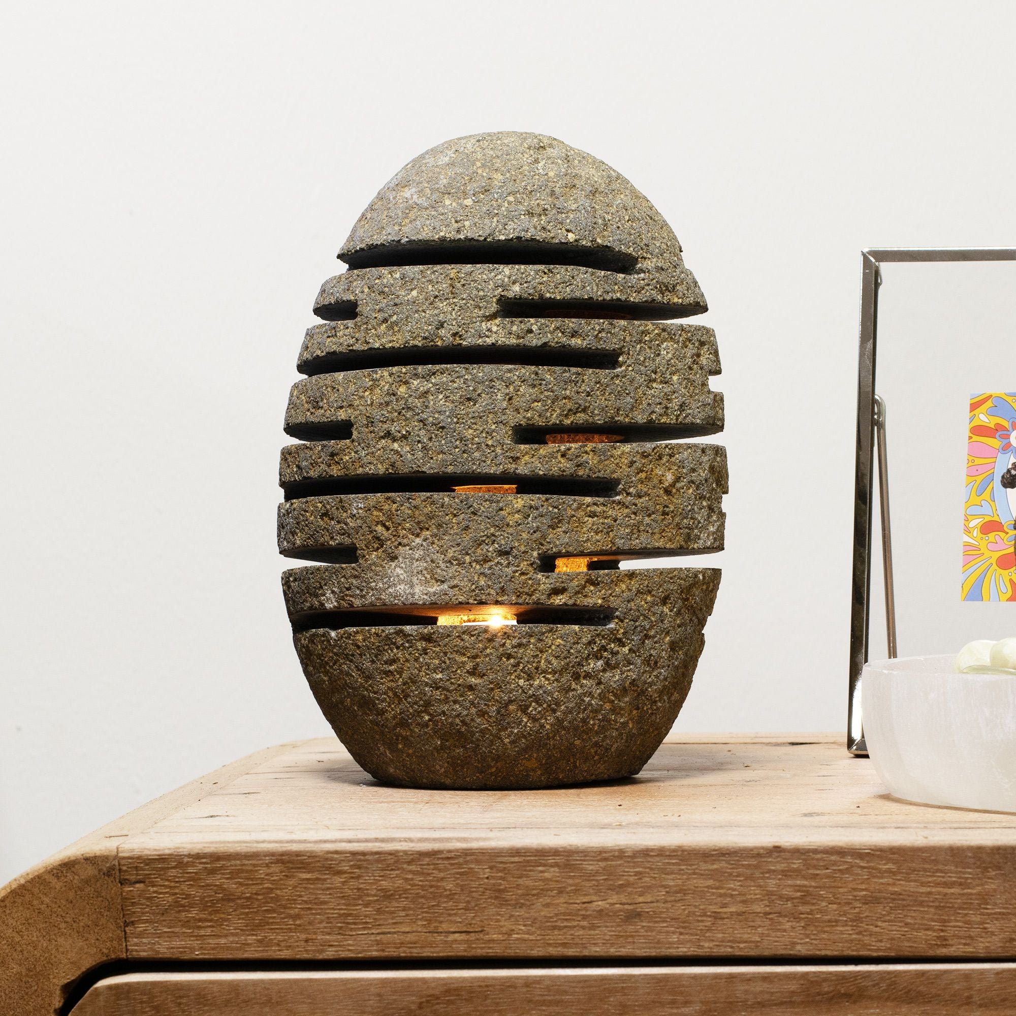 Natural Riverstone Candle Holder – Standing Stone Cut