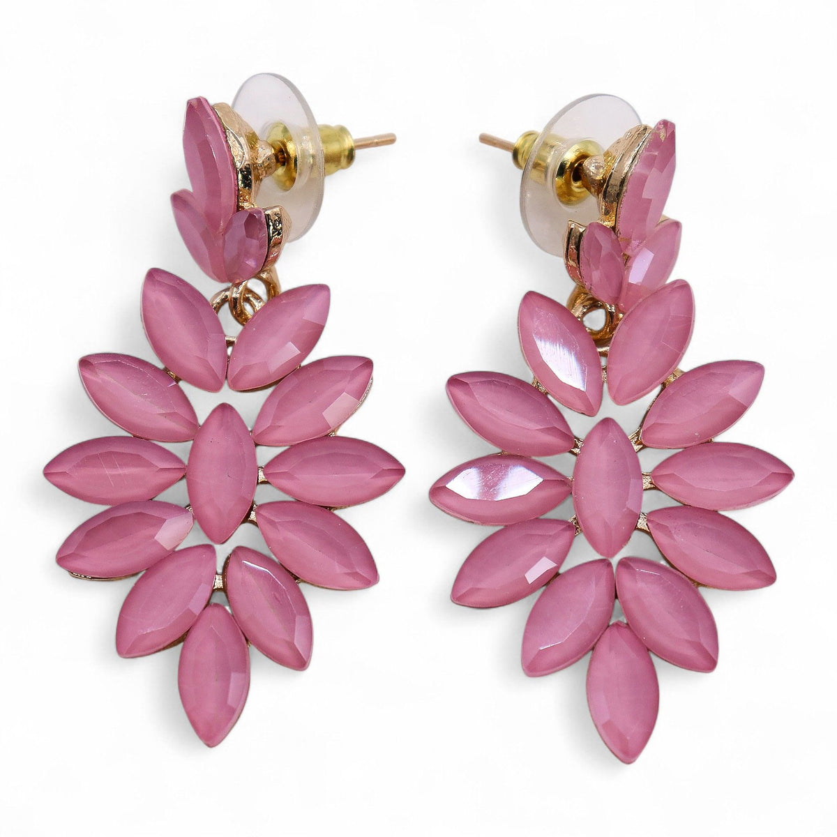 Soft Pink Vintage Glass Earrings - Long Drop