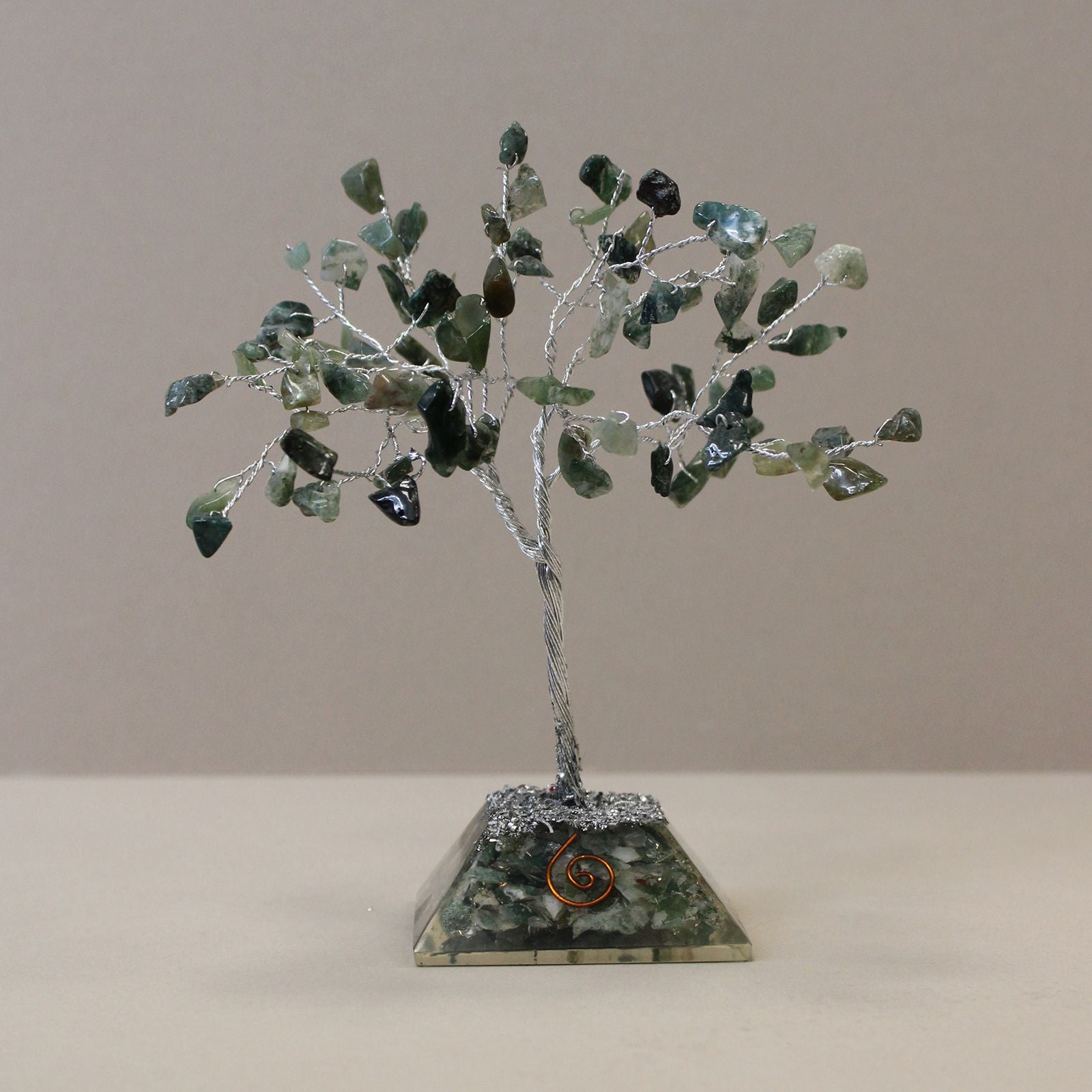 Gemstone Tree (80 Stones) - Moss Agate on Orgonite Base