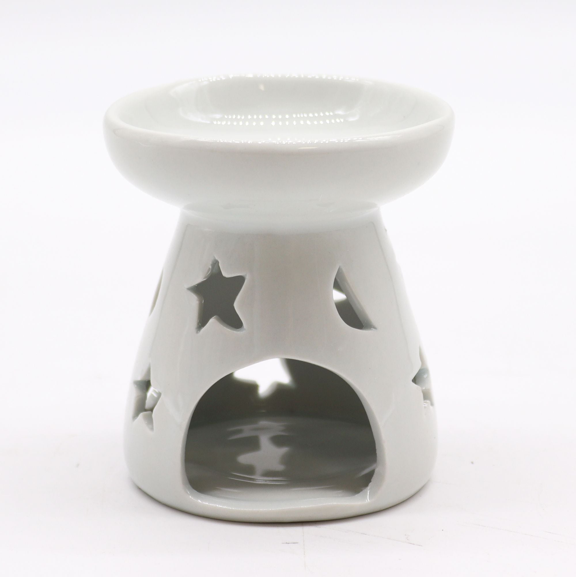 Classic White Oil Burner Small - Moon & Star