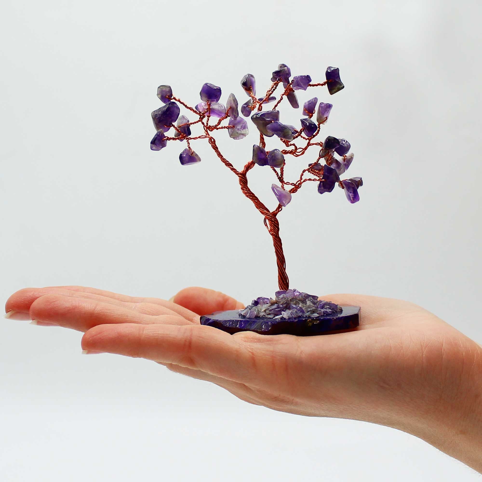 Gemstone Tree (35 Stones) - Amethyst on Natural Agate Base